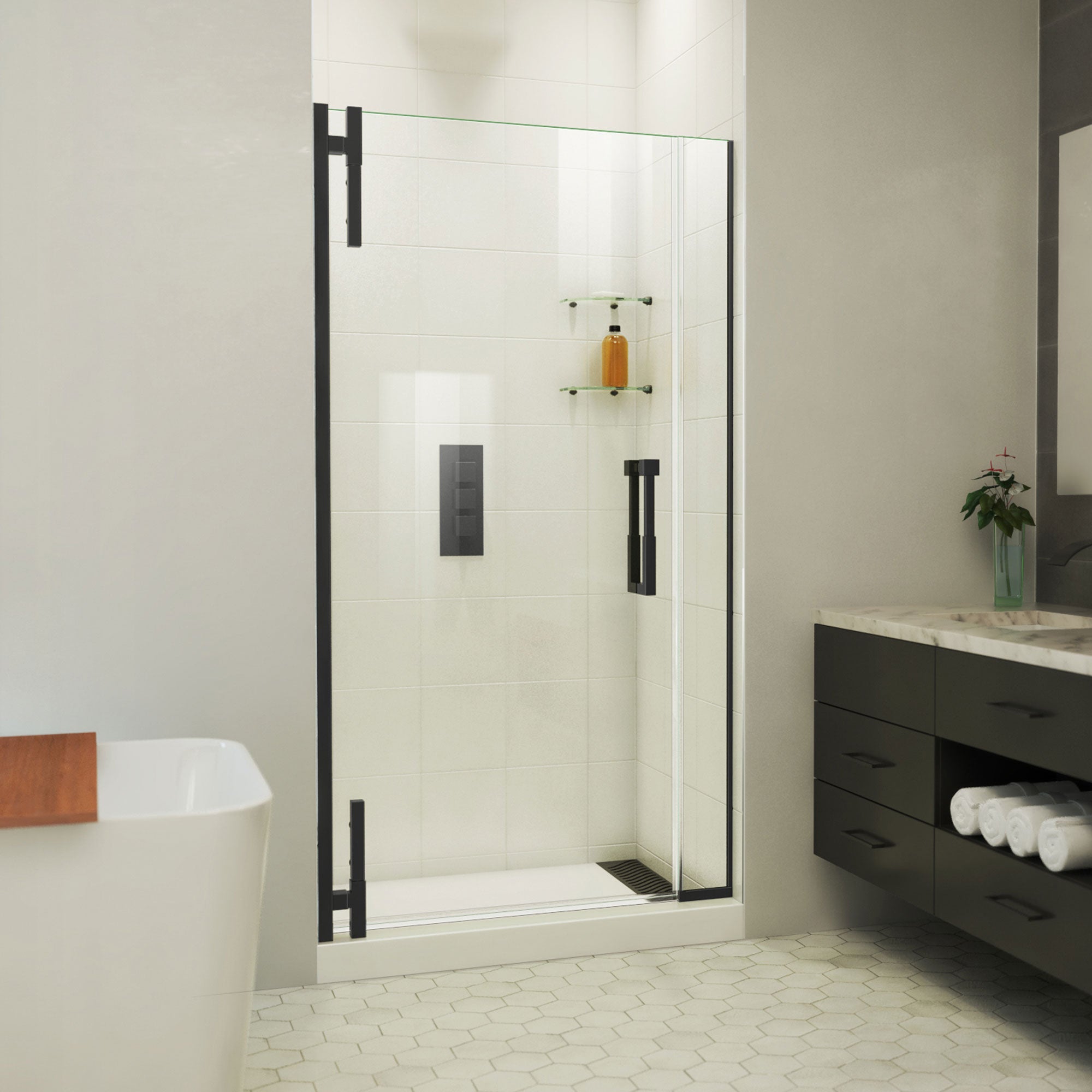 DreamLine Ascend 38 - 39 inch W x 72 inch H Frameless Pivot Shower Door