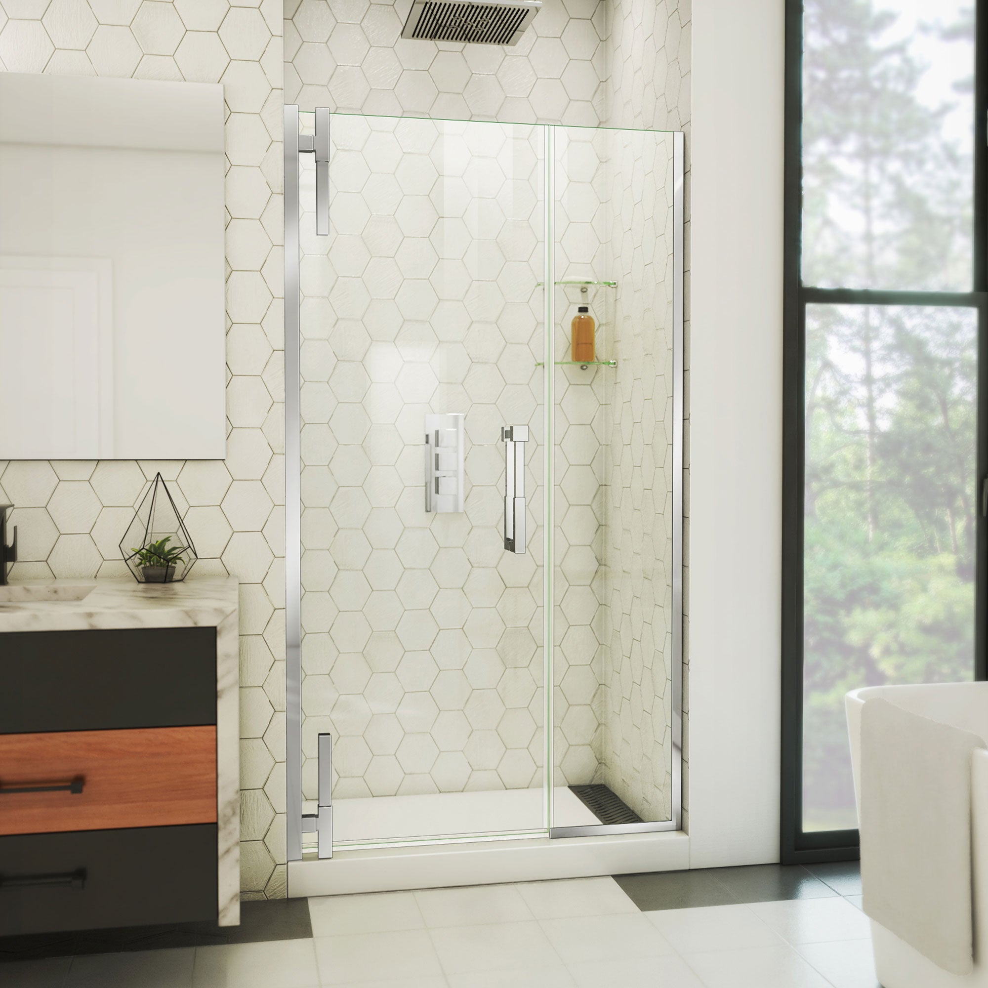 DreamLine Ascend 42 - 43 inch W x 72 inch H Frameless Pivot Shower Door