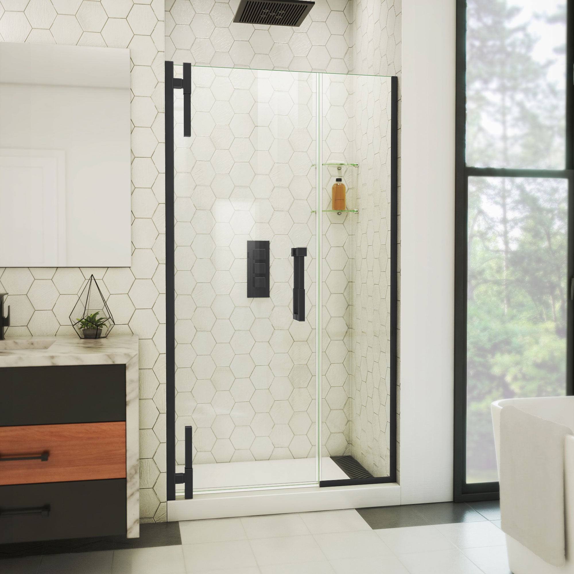DreamLine Ascend 42 1/2 - 43 1/2 inch W x 72 inch H Frameless Pivot Shower Door