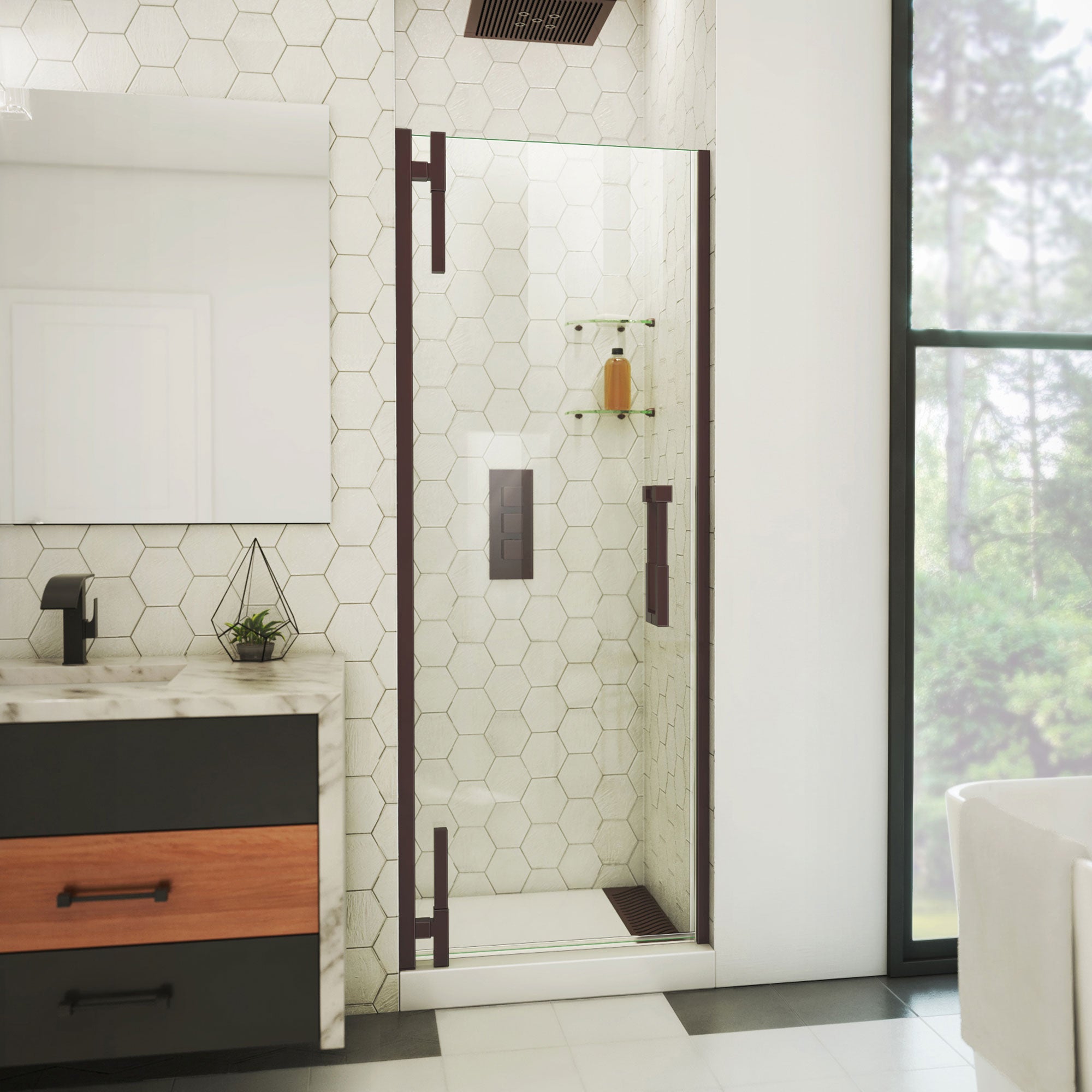 DreamLine Ascend 35 1/4 - 36 inch W x 72 inch H Frameless Pivot Shower Door