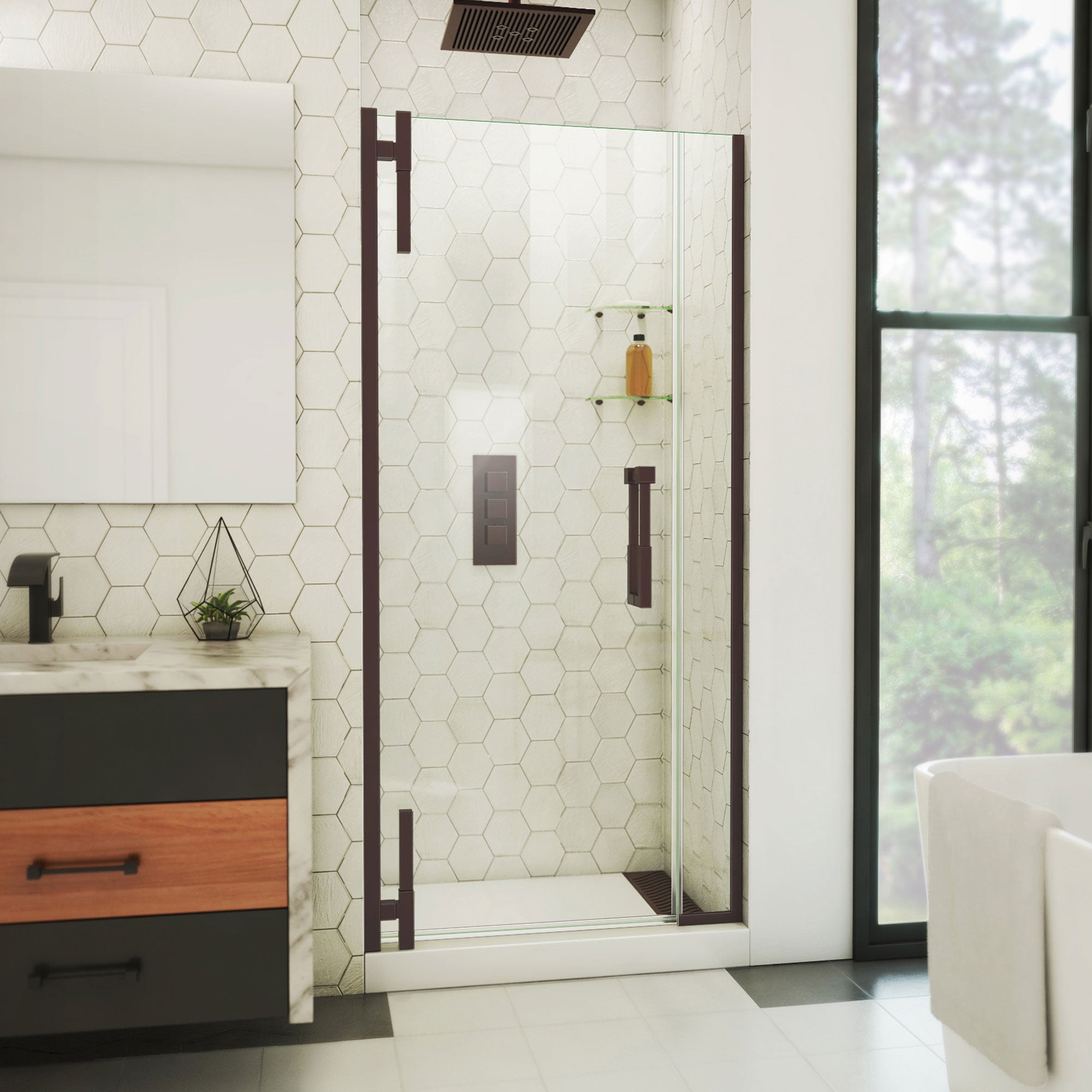 DreamLine Ascend 36 - 37 inch W x 72 inch H Frameless Pivot Shower Door