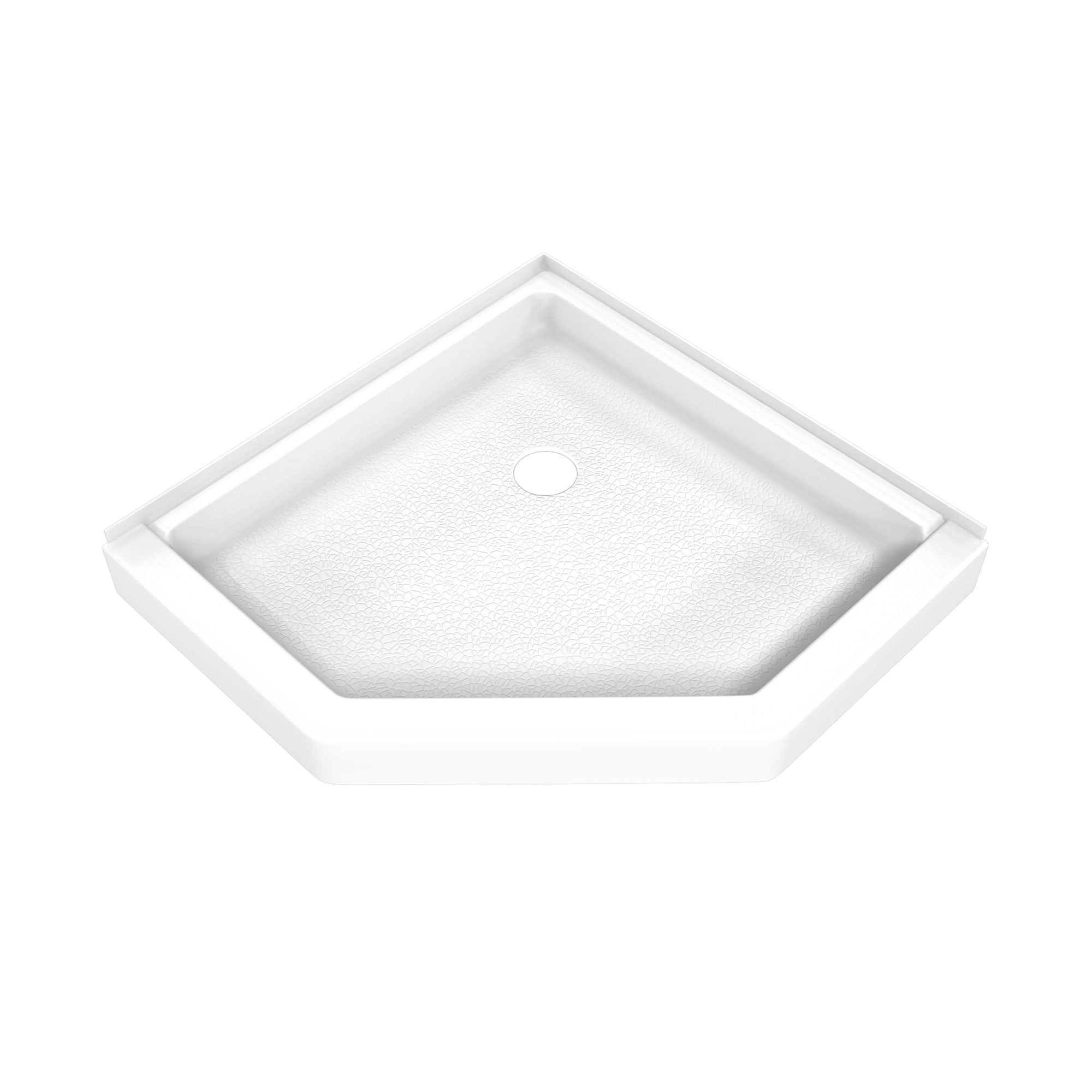 DreamLine DreamStone 38 inch D x 38 inch W x 5 1/2 inch H Corner Drain Neo-Angle Shower Base