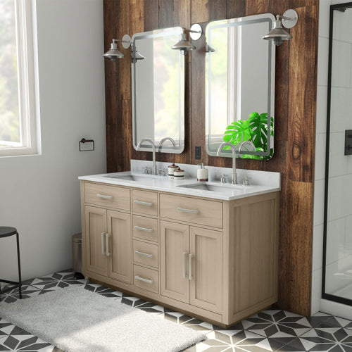 DreamLine Dexterity 60 inch W x 22 inch D x 34 inch H Double Rectangular Sink Vanity