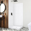 DreamLine DreamStone 36 inch D x 36 inch W Center Drain Shower Base and Traditional Subway Wall Kit
