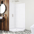 DreamLine DreamStone 36 inch D x 36 inch W Center Drain Shower Base and Traditional Subway Wall Kit