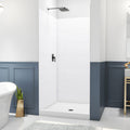 DreamLine DreamStone 42 inch D x 42 inch W Center Drain Shower Base and Traditional Subway Wall Kit
