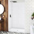 DreamLine DreamStone 34 inch D x 48 inch W Center Drain Shower Base and Traditional Subway Wall Kit