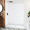 DreamLine DreamStone 34 inch D x 60 inch W Center Drain Shower Base and Subway Wall Kit