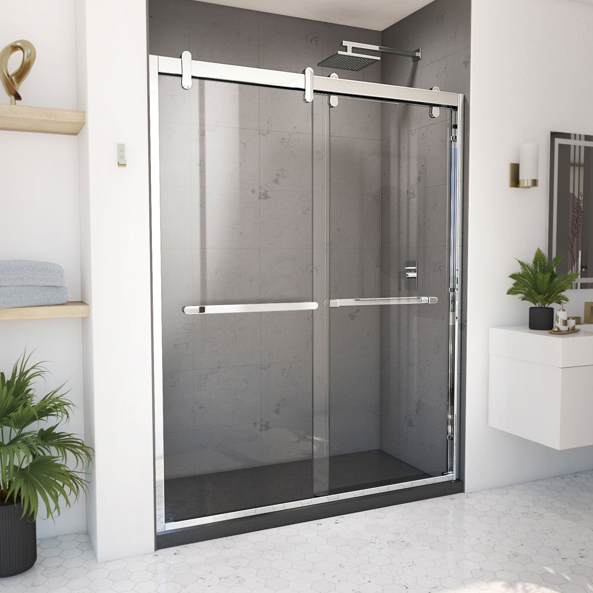 DreamLine Cavalier 56 - 60 inch W x 77 3/8 inch H Semi-Frameless Bypass Shower Door
