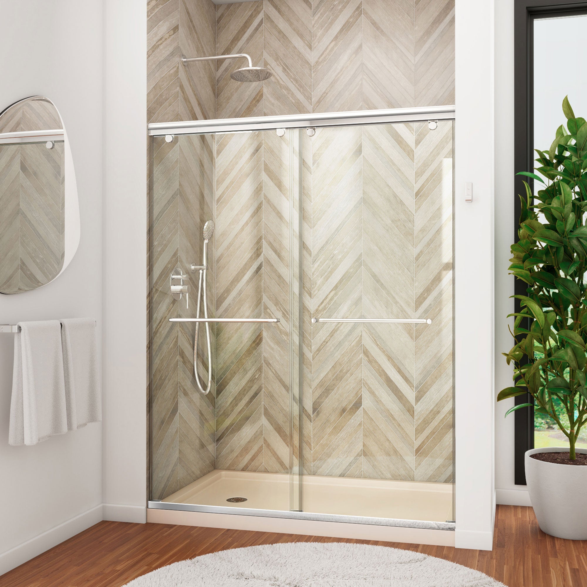DreamLine Charisma 34 inch D x 60 inch W x 78 3/4 inch H Frameless Bypass Shower Door