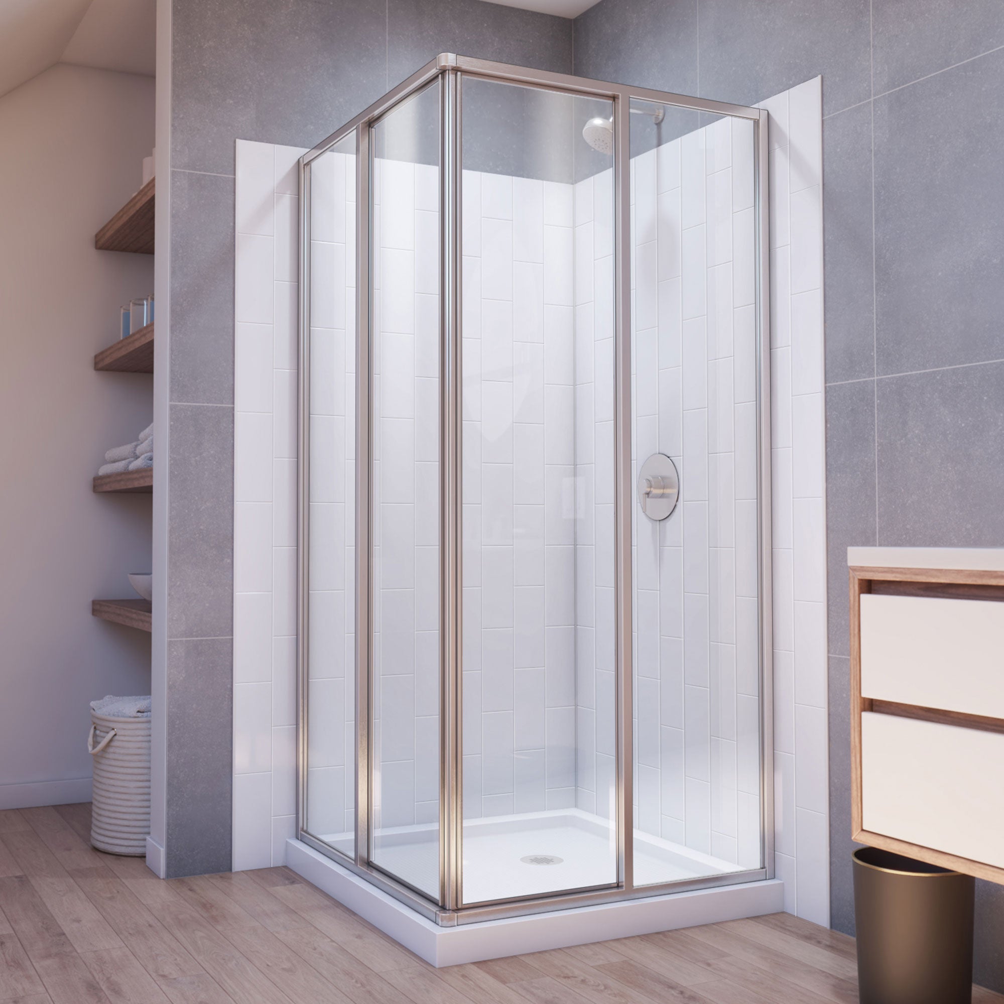 DreamLine Cornerview 36 inch D x 36 inch W x 78 3/4 inch H Framed Sliding Shower Enclosure