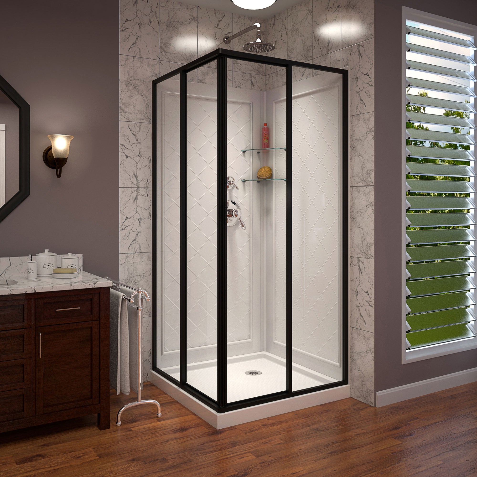 DreamLine Cornerview 36 inch D x 36 inch W x 76 3/4 inch H Framed Sliding Shower Enclosure