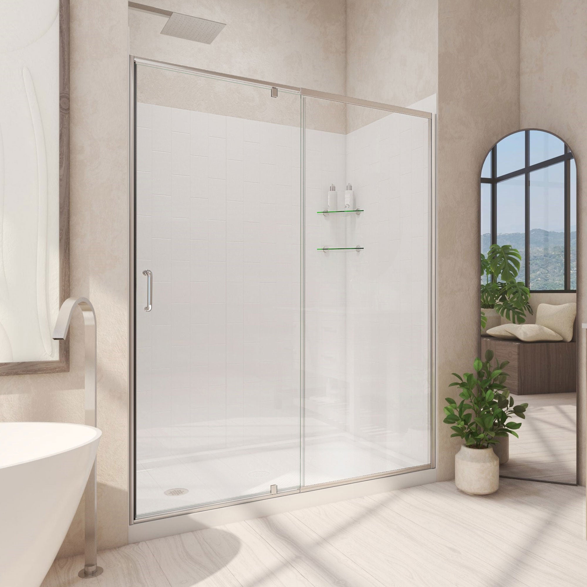 DreamLine Flex 36 inch D x 60 inch W x 78 3/4 inch H Semi-Frameless Pivot Shower Door
