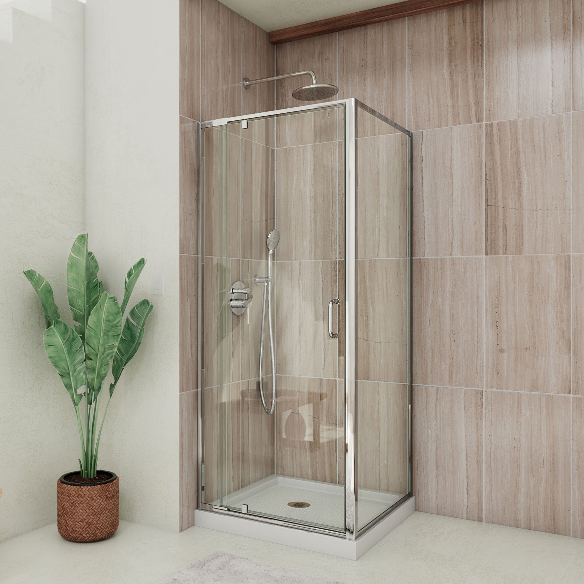 DreamLine Flex 32 inch D x 32 inch W x 76 3/4 inch H Semi-Frameless Pivot Shower Enclosure