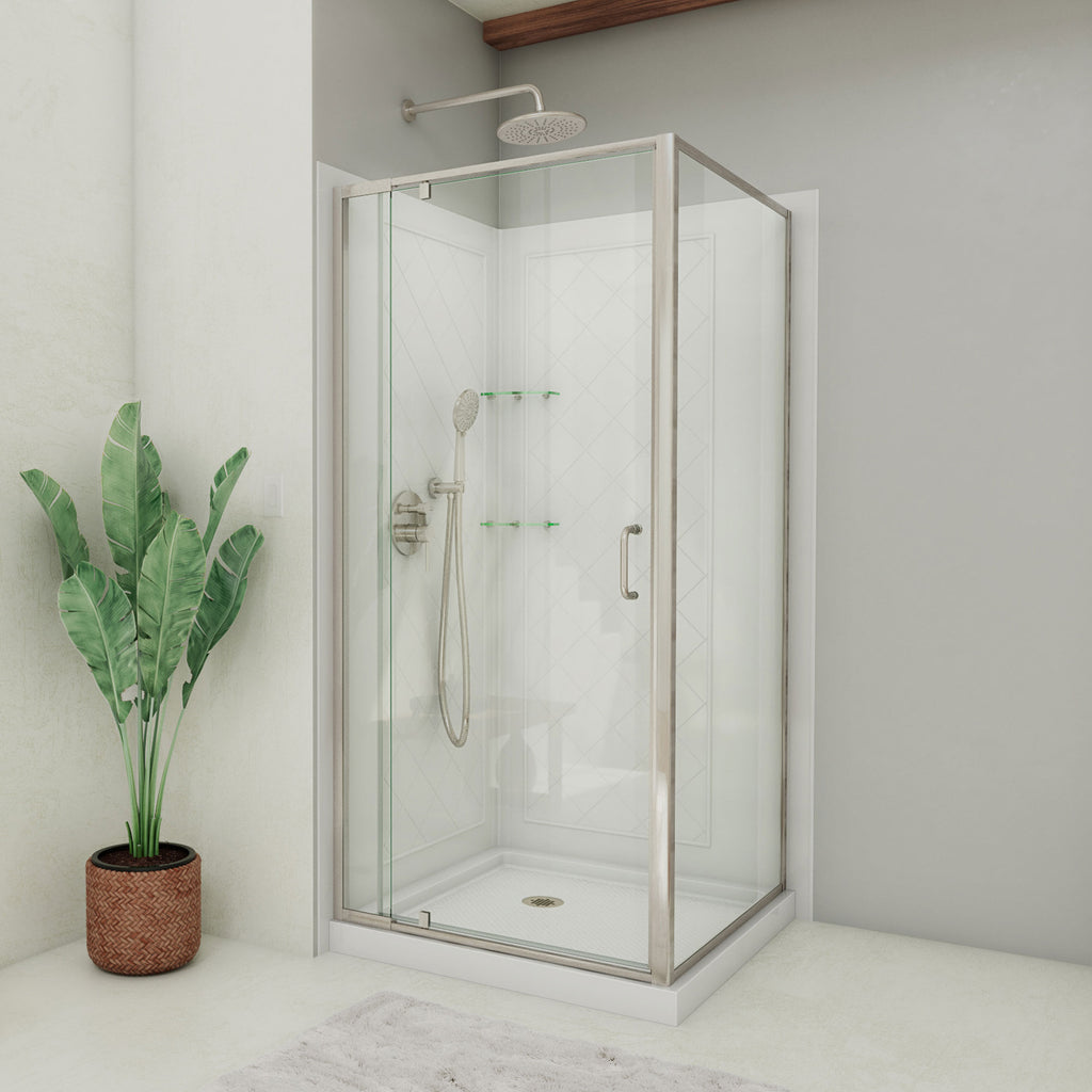 DreamLine Flex 36 inch D x 36 inch W x 78 3/4 inch H Semi-Frameless Pivot Shower Enclosure