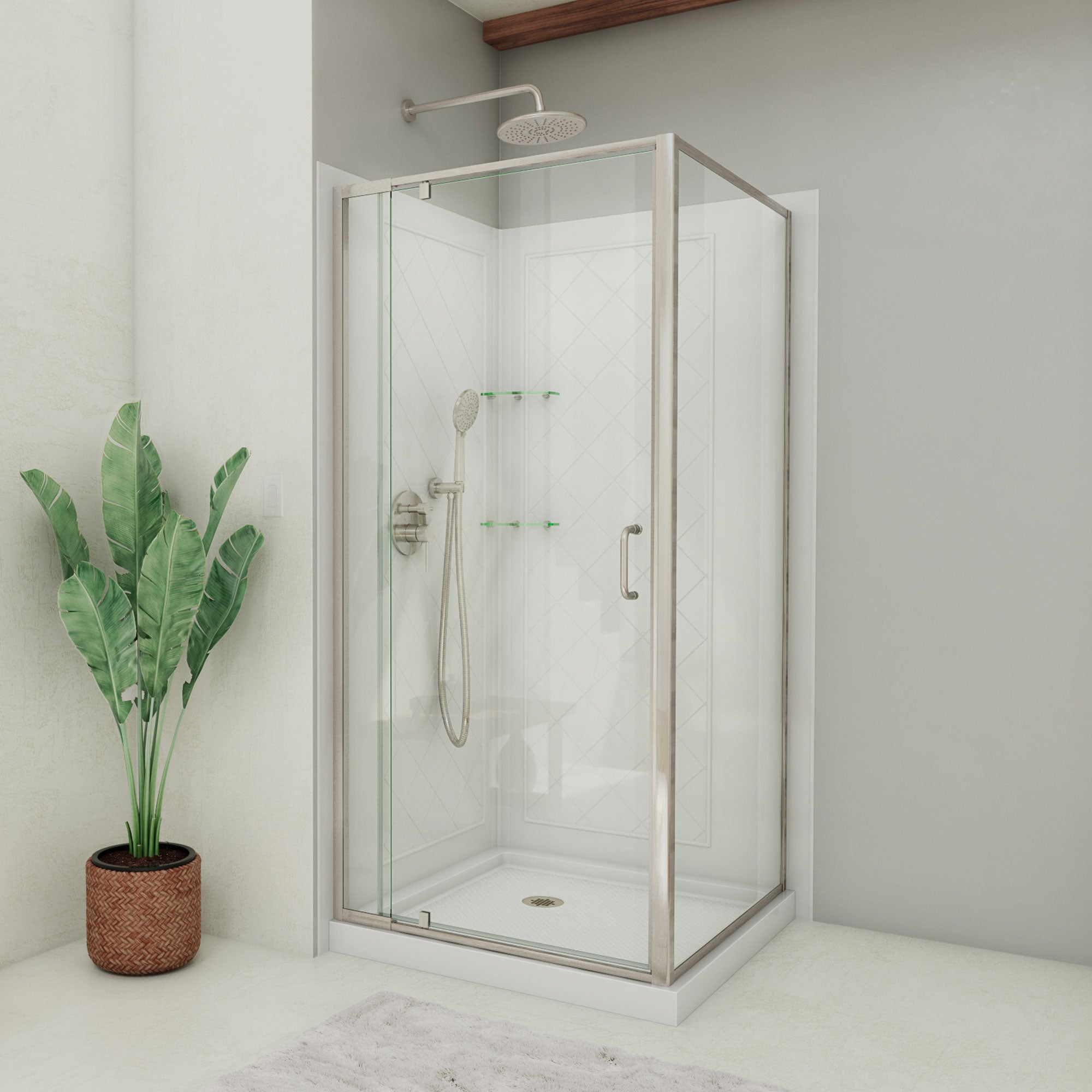 DreamLine Flex 36 inch D x 36 inch W x 78 3/4 inch H Semi-Frameless Pivot Shower Enclosure
