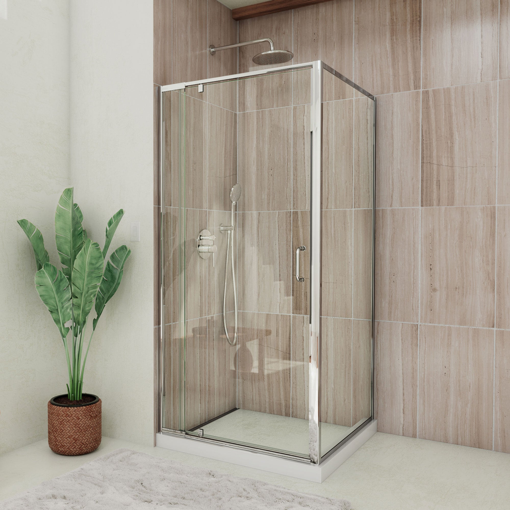 DreamLine Flex 32 inch D x 32 inch W x 78 3/4 inch H Semi-Frameless Pivot Shower Enclosure