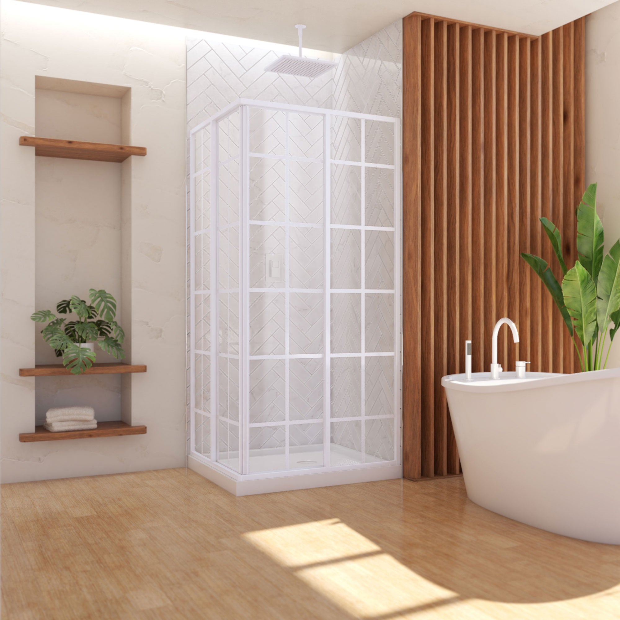 DreamLine Flex 32 inch D x 32 inch W x 76 3/4 inch H Semi-Frameless Pivot Shower Door