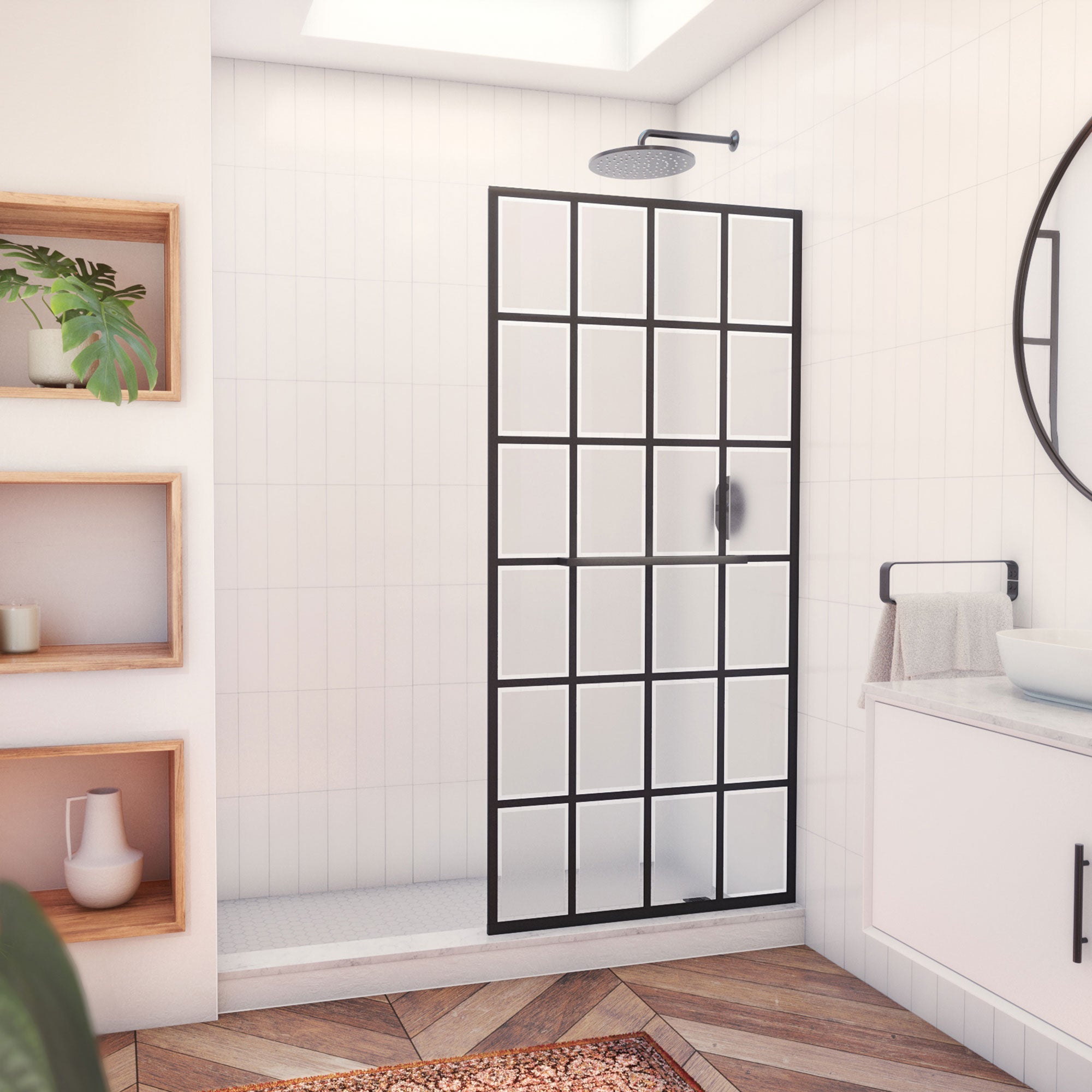 DreamLine French Linea Rhone 34 inch W x 72 inch H Single Panel Frameless Fixed Shower Screen