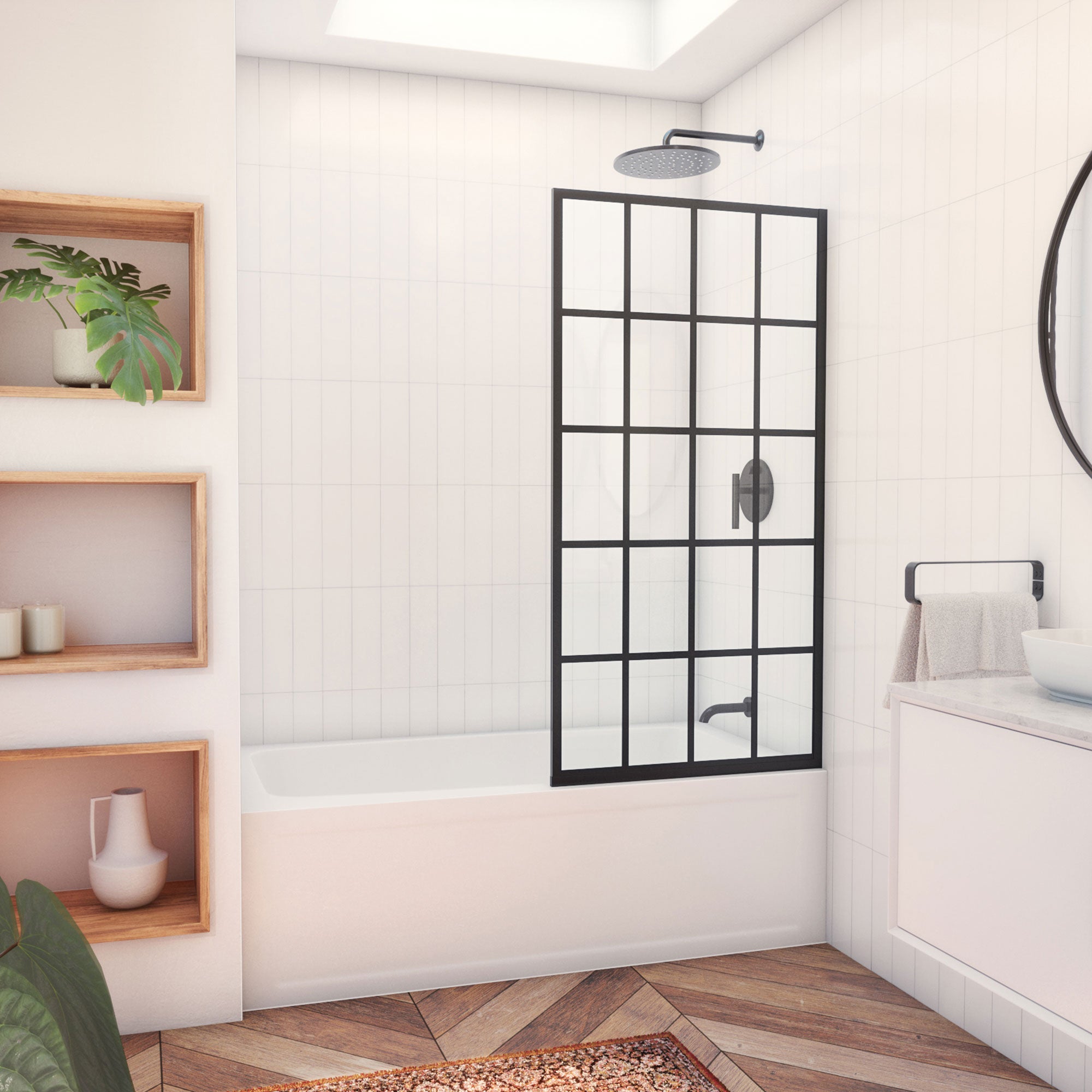 DreamLine French Linea Toulon 30 inch W x 58 inch H Frameless Single Panel Fixed Tub Screen