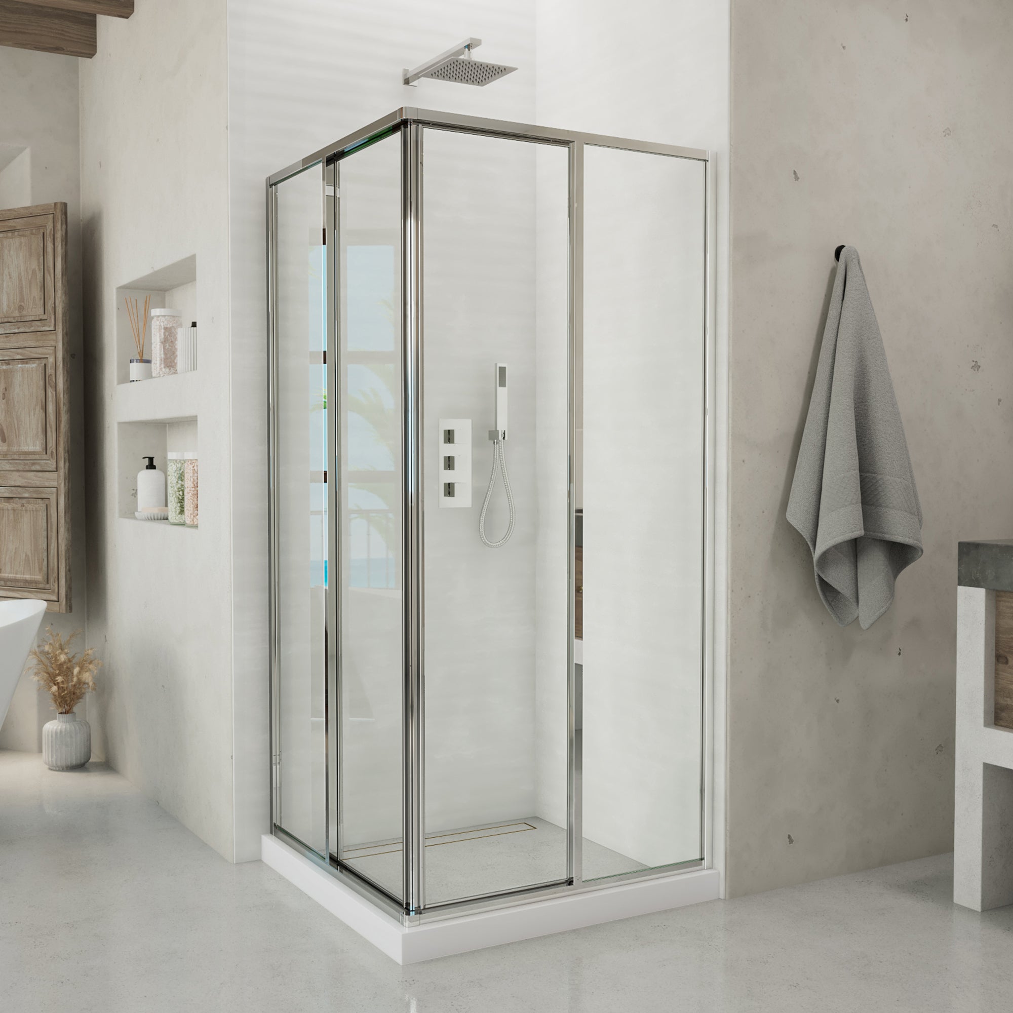 DreamLine Cornerview 34 1/2 inch D x 34 1/2 inch W x 72 inch H Framed Sliding Shower Enclosure