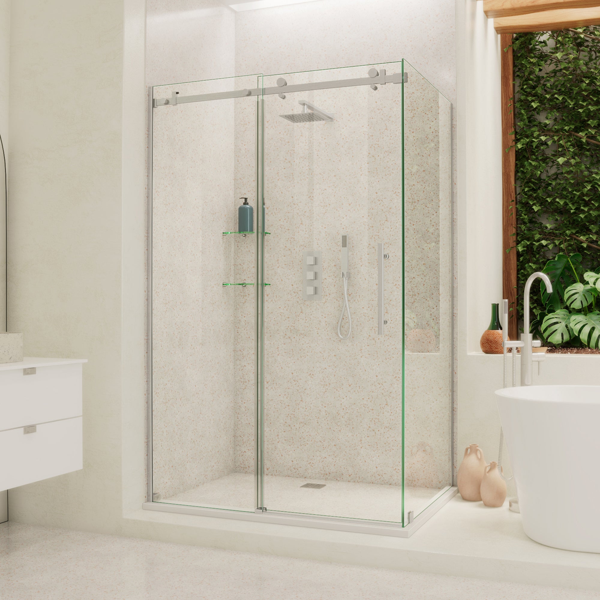 DreamLine Enigma Air 34 3/4 inch D x 48 3/8 inch W x 76 inch H Frameless Sliding Shower Enclosure