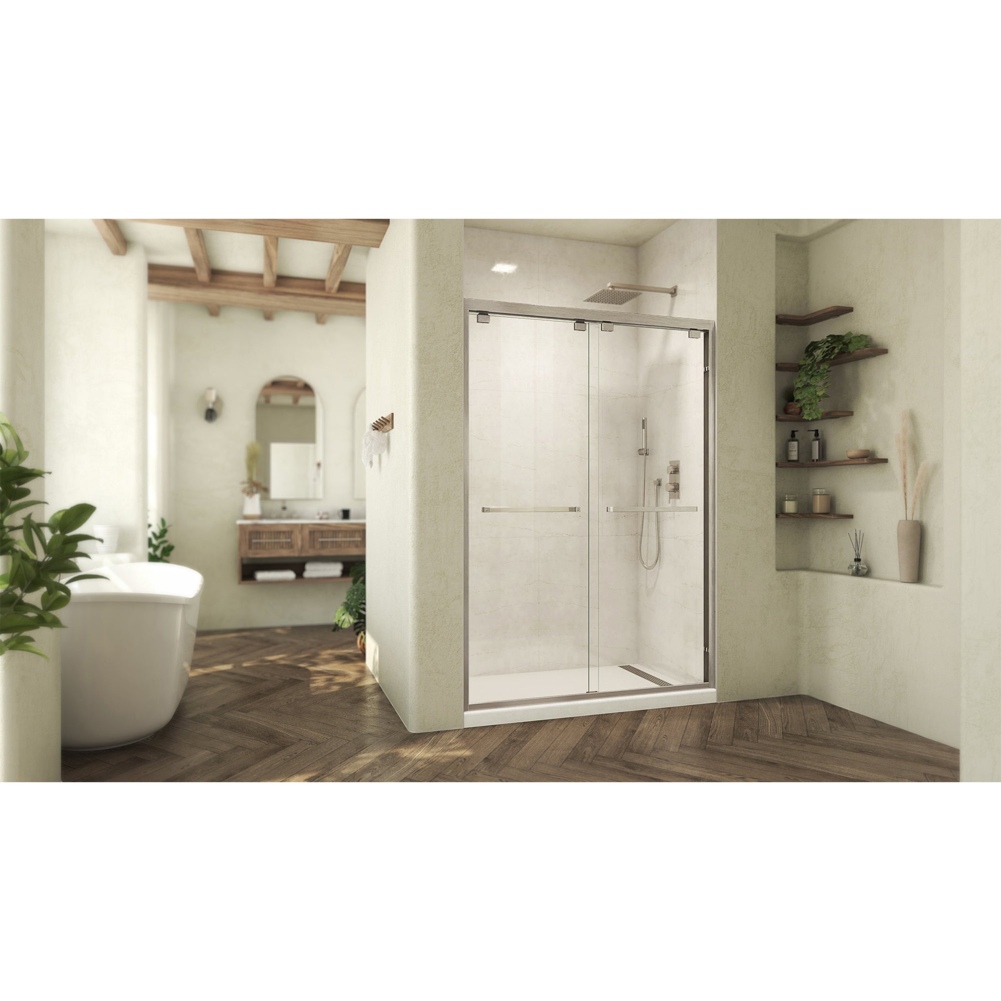 DreamLine Abbey 50 - 54 inch W x 76 inch H Semi-Frameless Bypass Shower Door