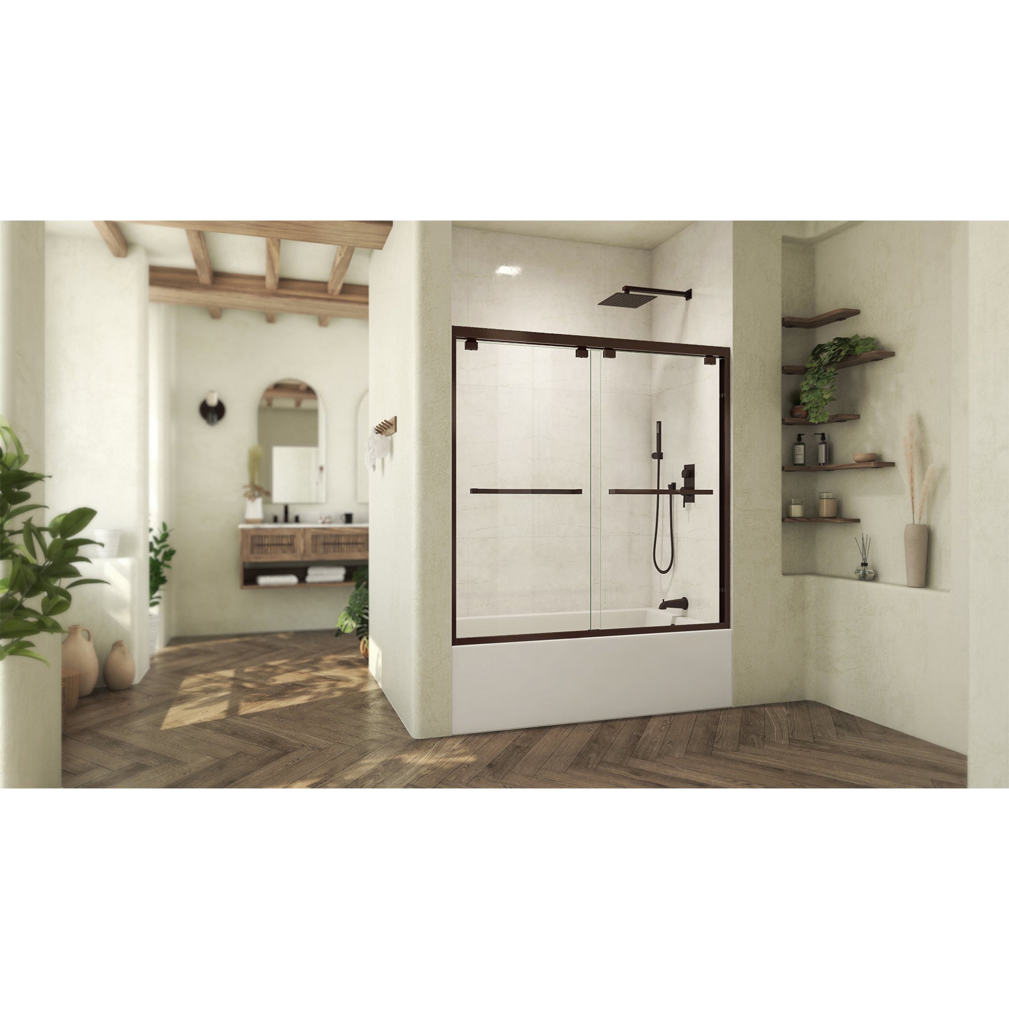 DreamLine Abbey 56 - 60 inch W x 58 inch H Semi-Frameless Bypass Tub Door