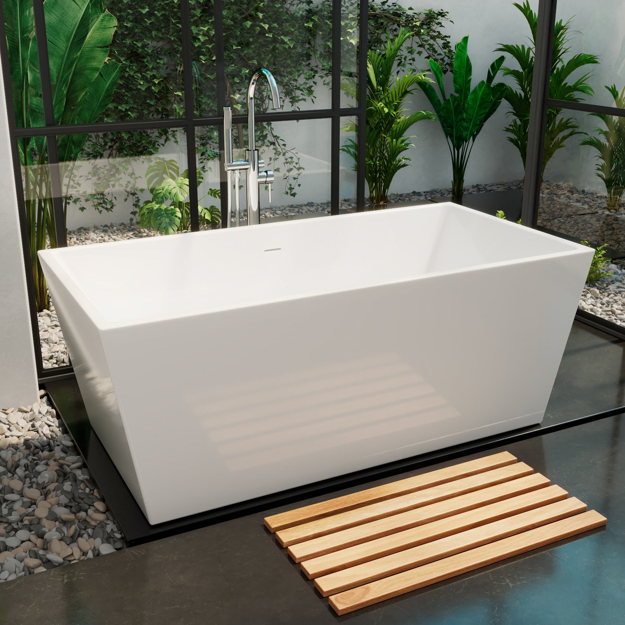 DreamLine Allure 66 7/8 inch L x 31 1/2 inch W x 22 7/8 inch H Freestanding Acrylic Bathtub