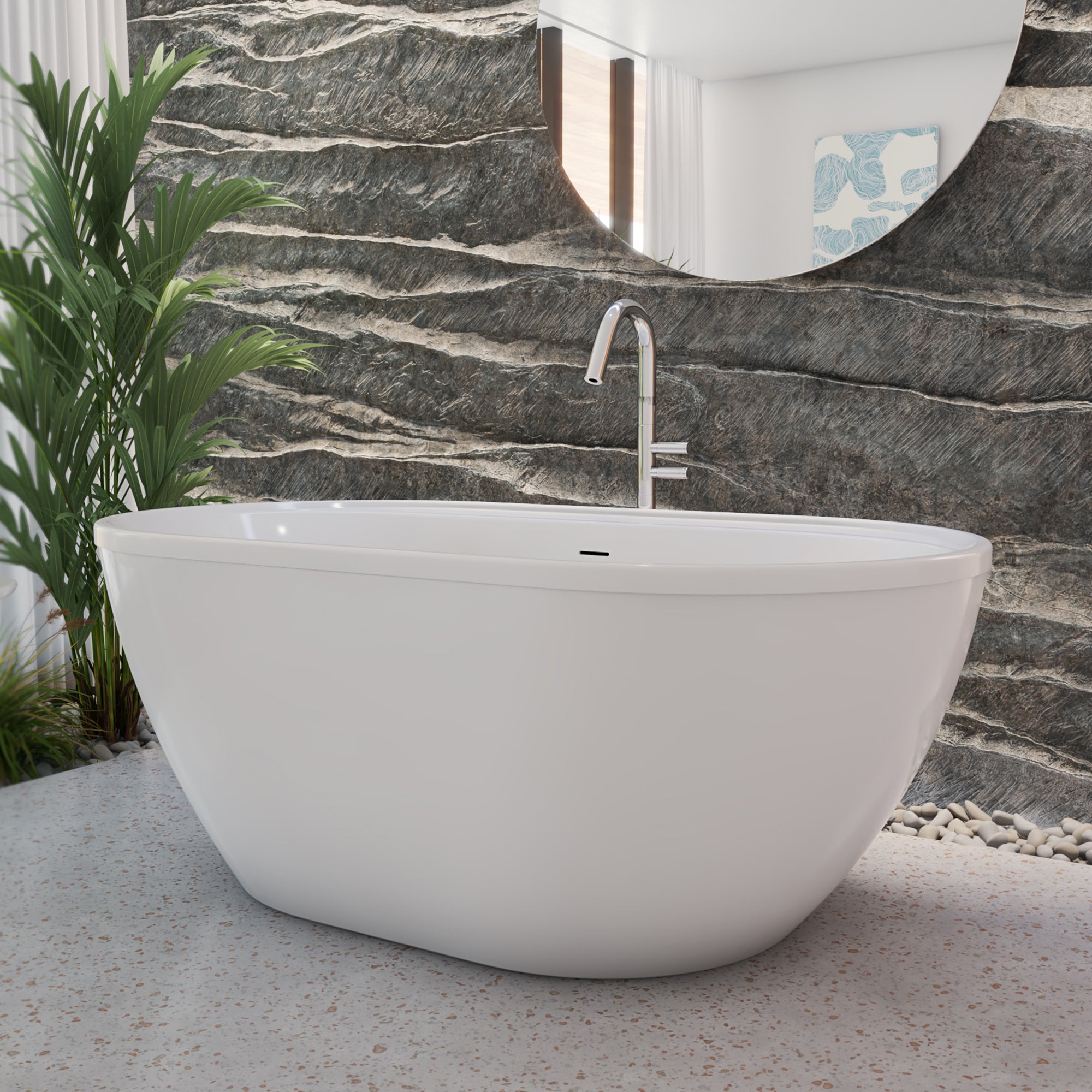 DreamLine Essence 65 3/8 inch L x 36 1/4 inch W x 23 5/8 inch H Freestanding Acrylic Bathtub