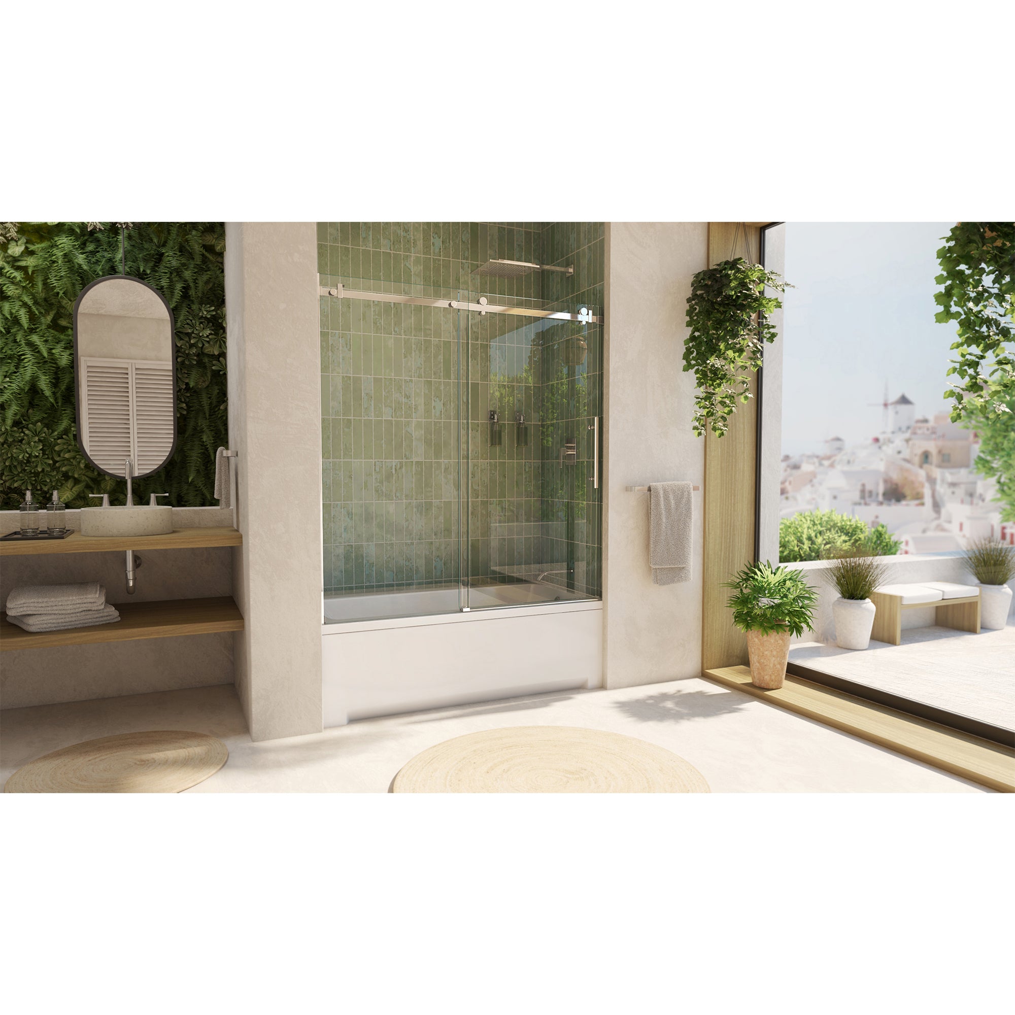 DreamLine Seneca 56 - 60 inch W x 62 inch H Frameless Sliding Tub Door