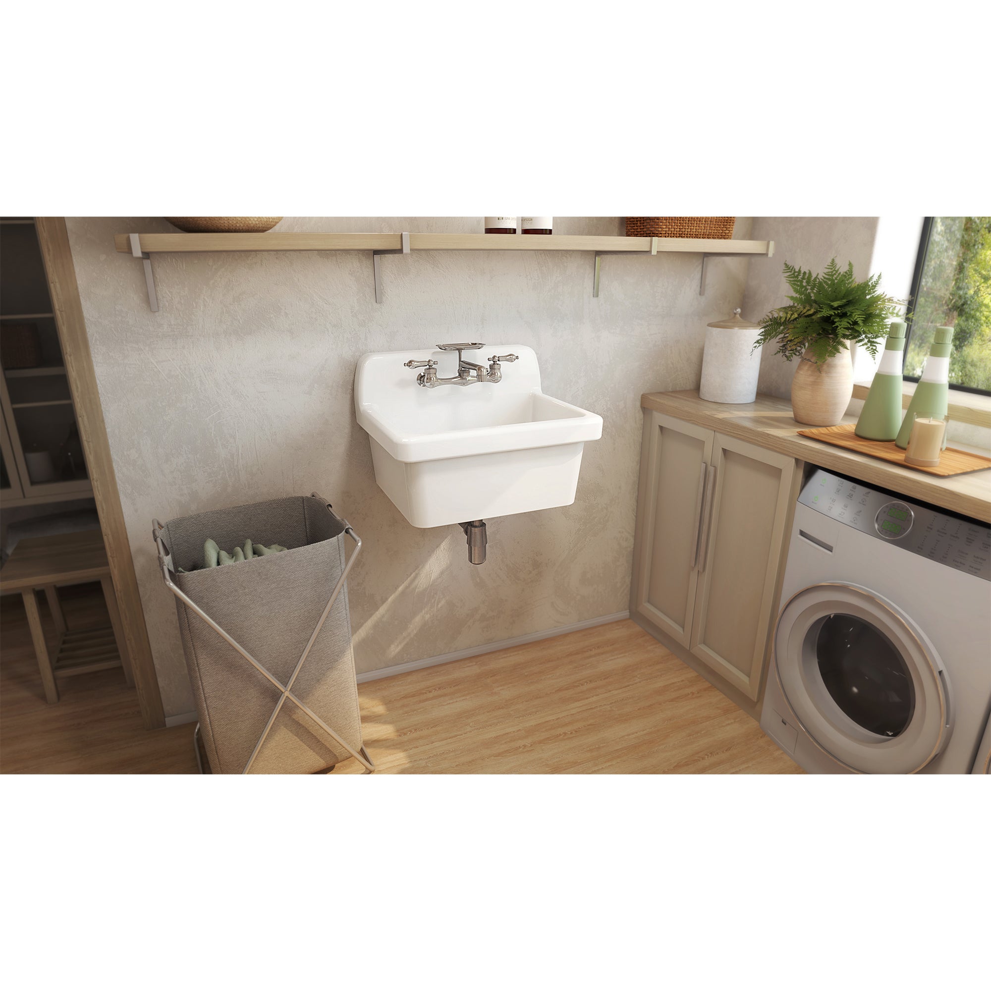 Sapphire 24 in. W x 19 in. H Porcelain Utility Sink, White