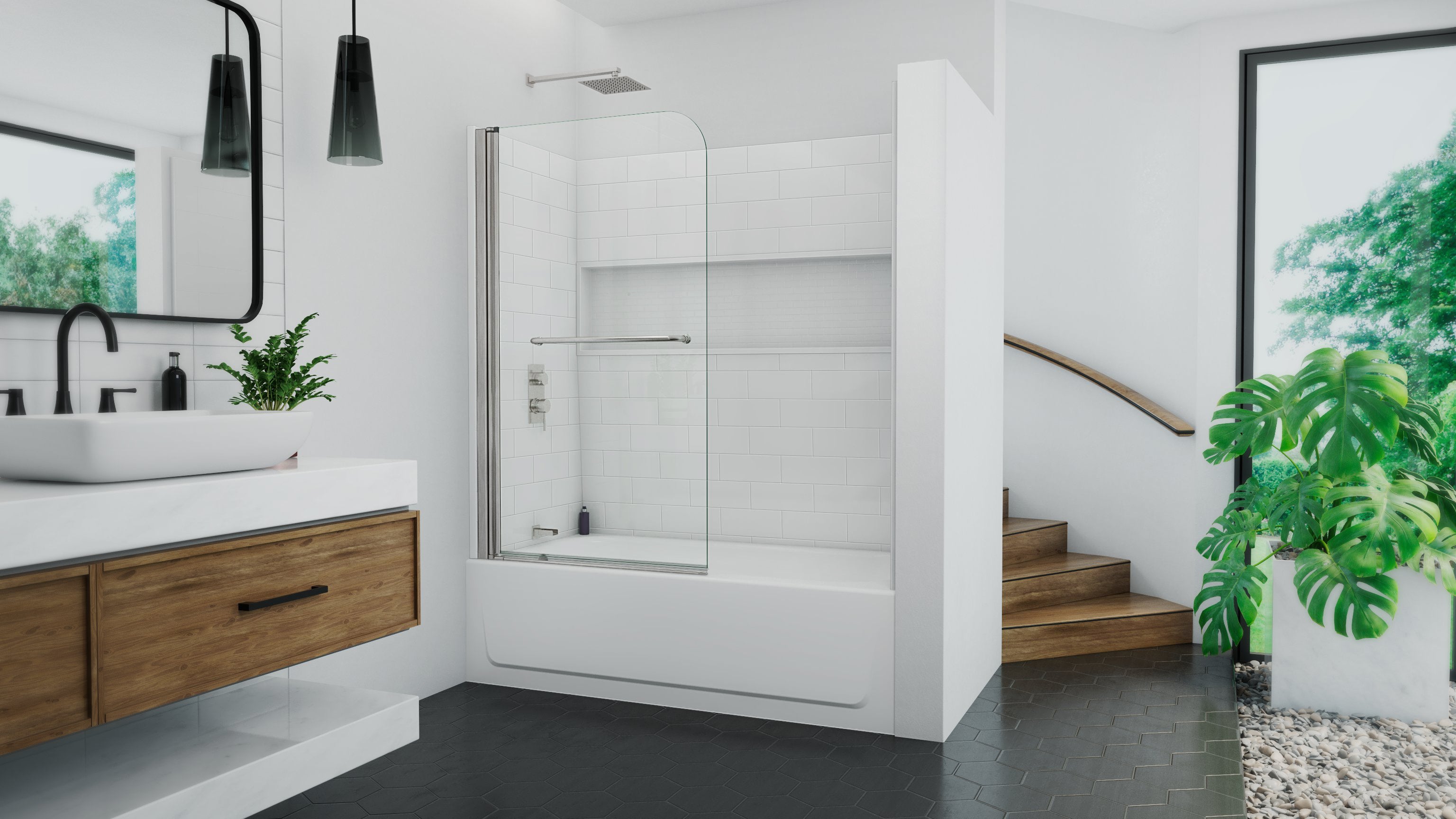 Maui 34 inch W x 58 inch H Frameless Swing Tub Door