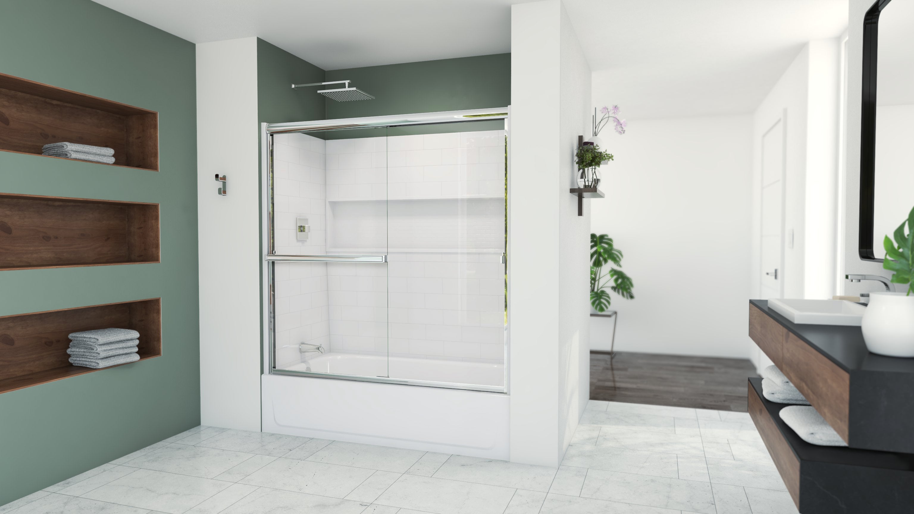 Dreamline Aloha 56 - 60 inch W x 58 inch H Semi-Frameless Sliding Tub Door