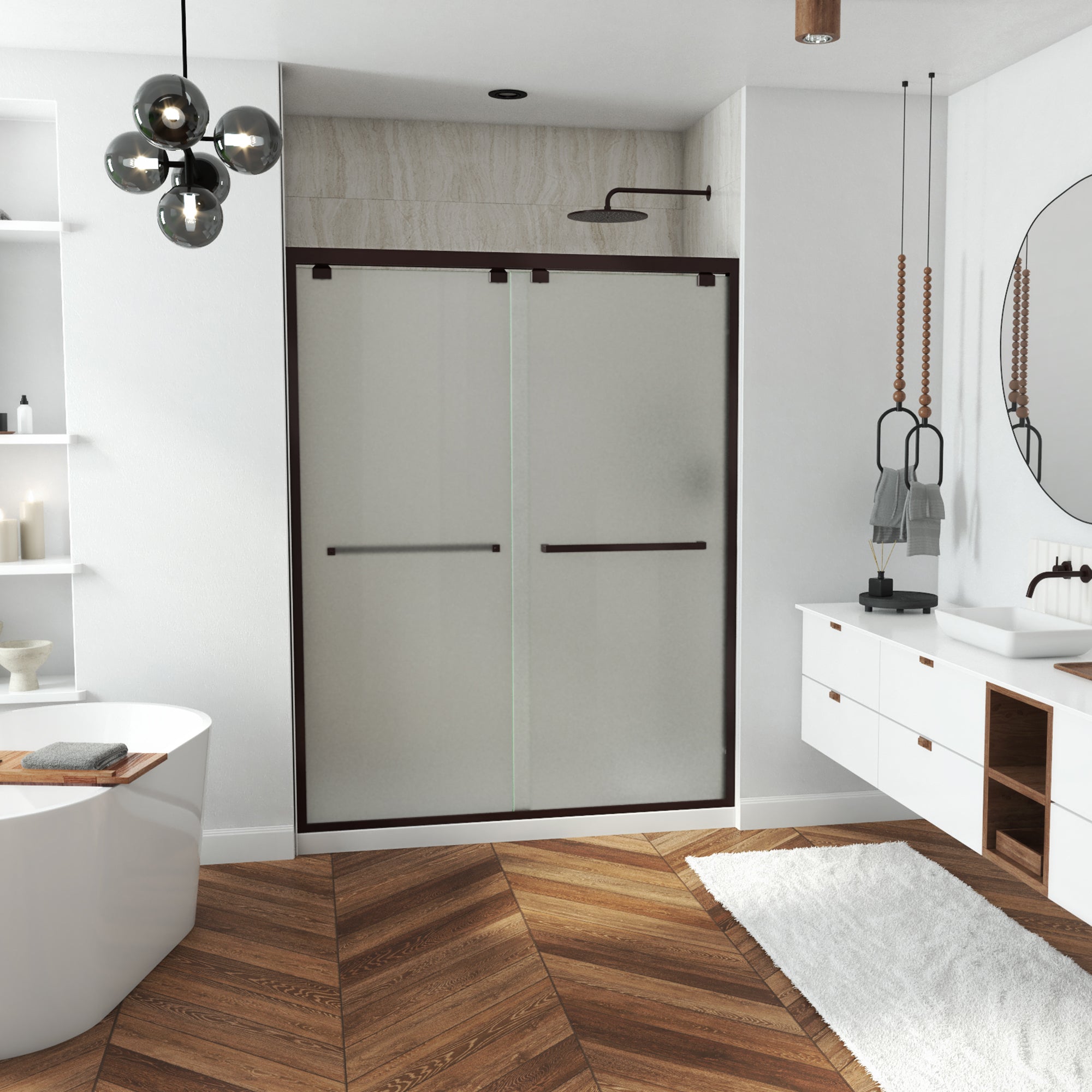 DreamLine Encore 56-60 in. W x 76 in. H Semi-Frameless Bypass Sliding Shower Door