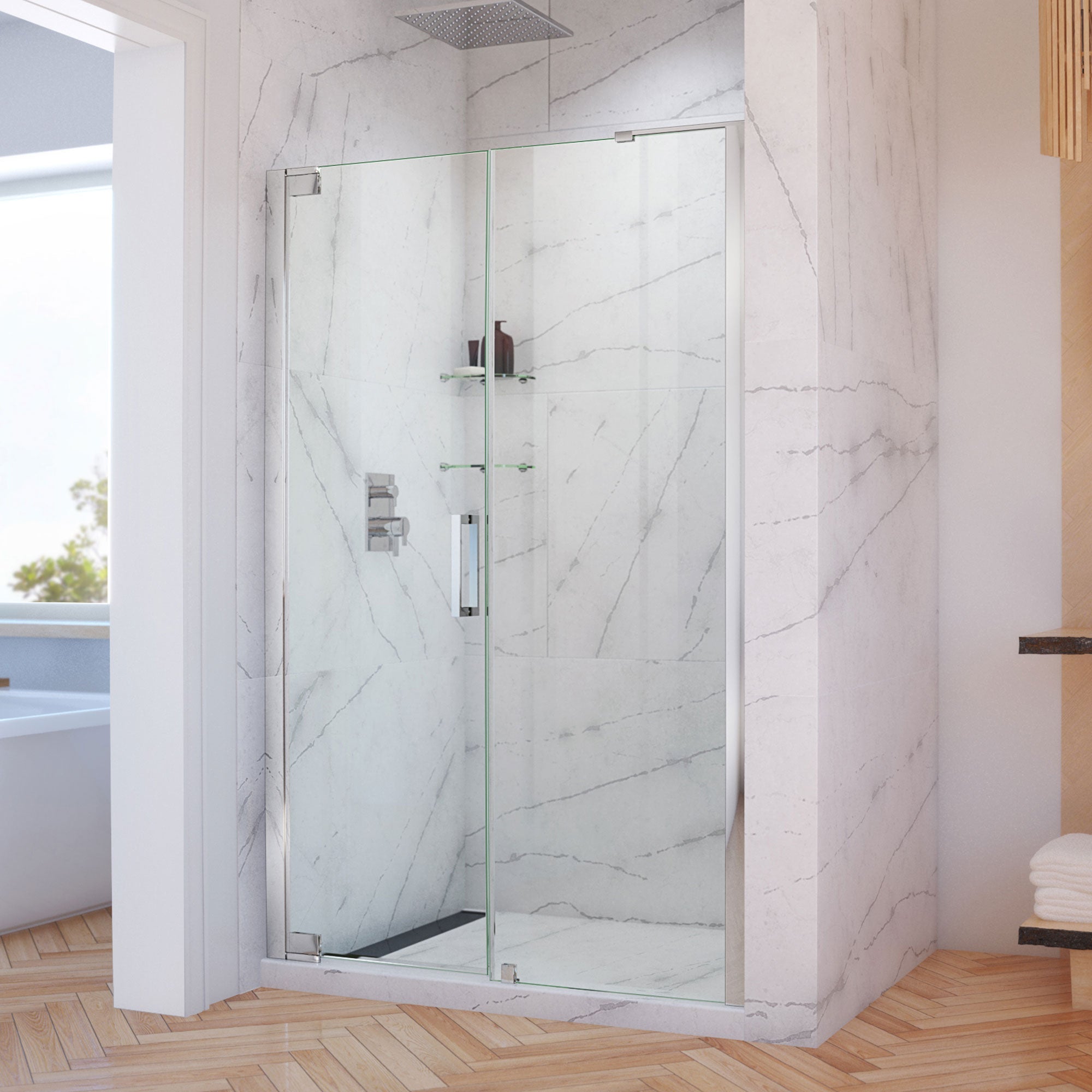 DreamLine Elegance-LS 54 1/4 - 56 1/4 inch W x 72 inch H Frameless Pivot Shower Door