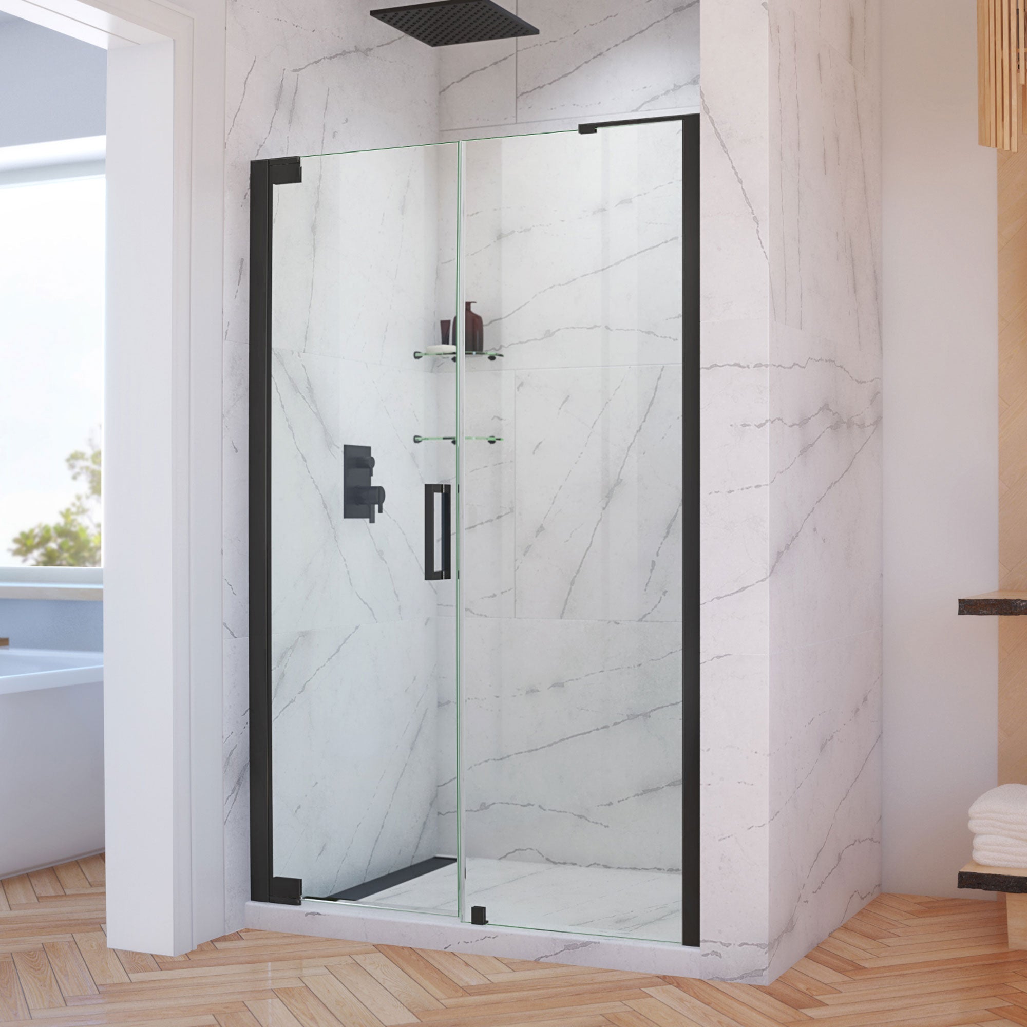 DreamLine Elegance-LS 49 - 51 inch W x 72 inch H Frameless Pivot Shower Door