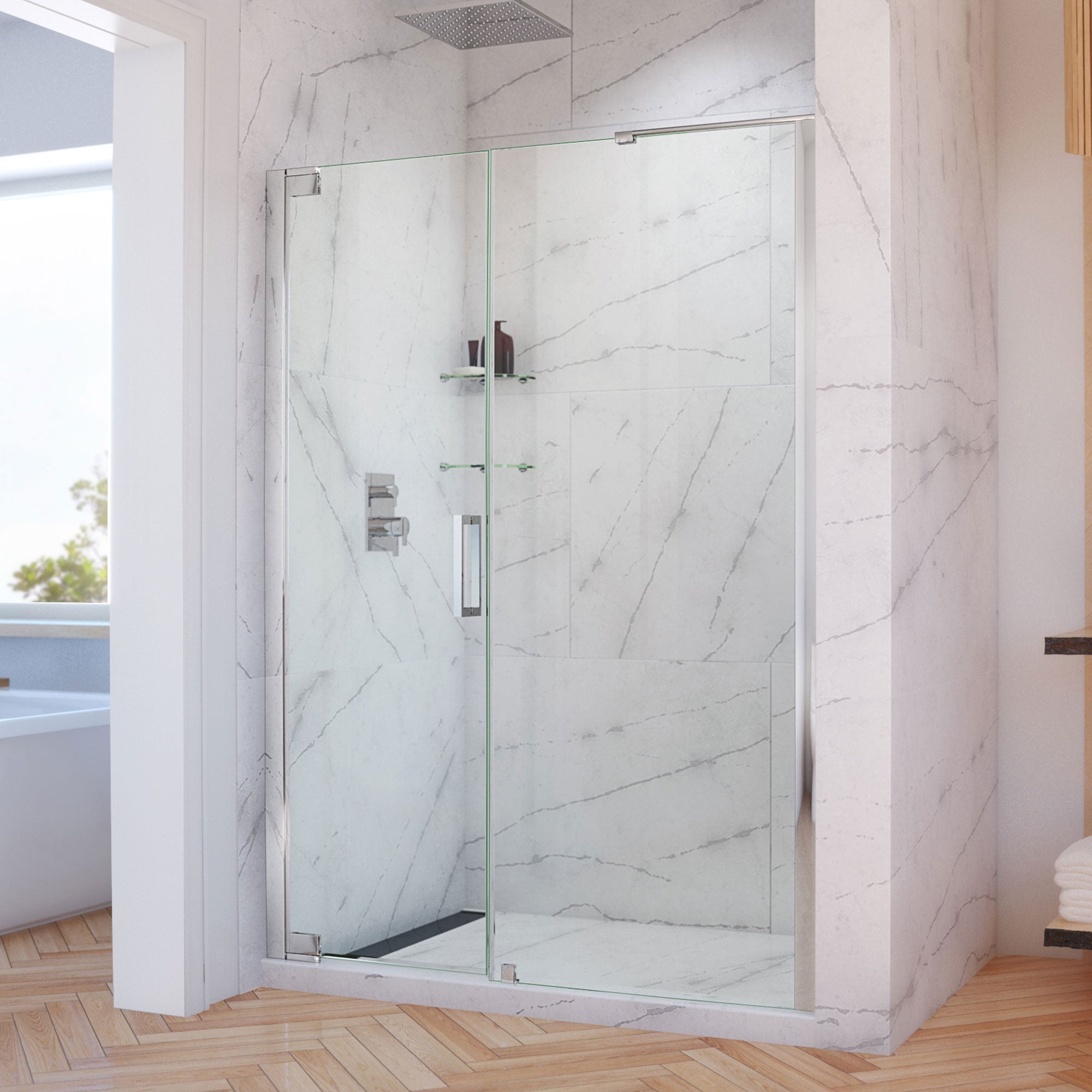DreamLine Elegance-LS 55 - 57 inch W x 72 inch H Frameless Pivot Shower Door