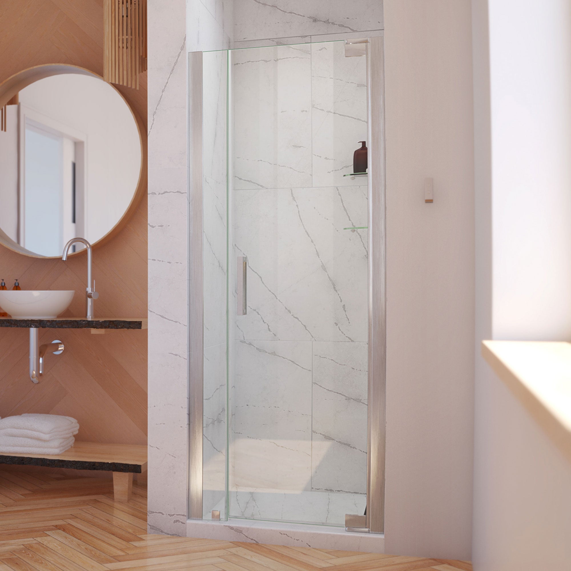 DreamLine Elegance-LS 31 - 33 inch W x 72 inch H Frameless Pivot Shower Door