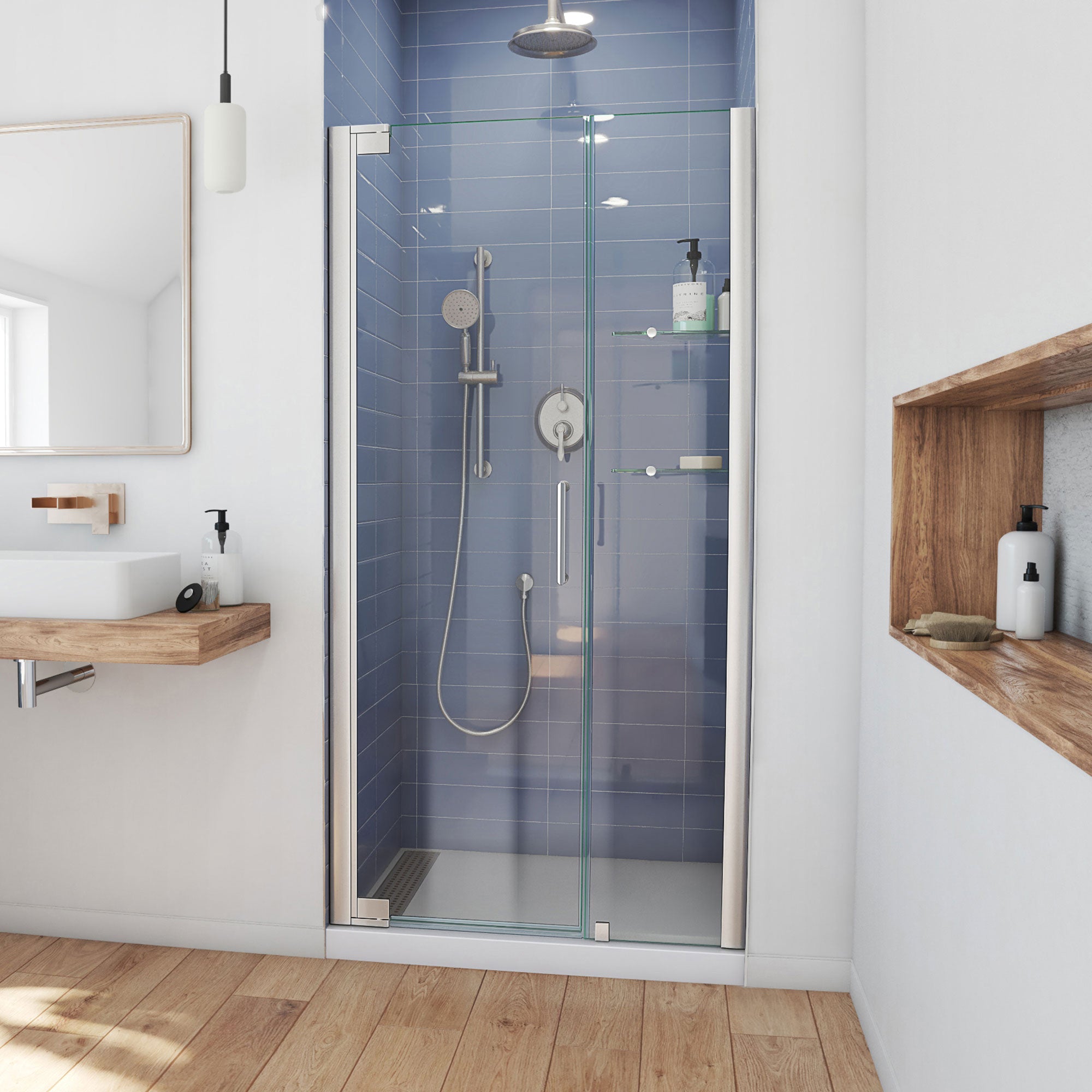 DreamLine Elegance 47 3/4 - 49 3/4 inch W x 72 inch H Frameless Pivot Shower Door
