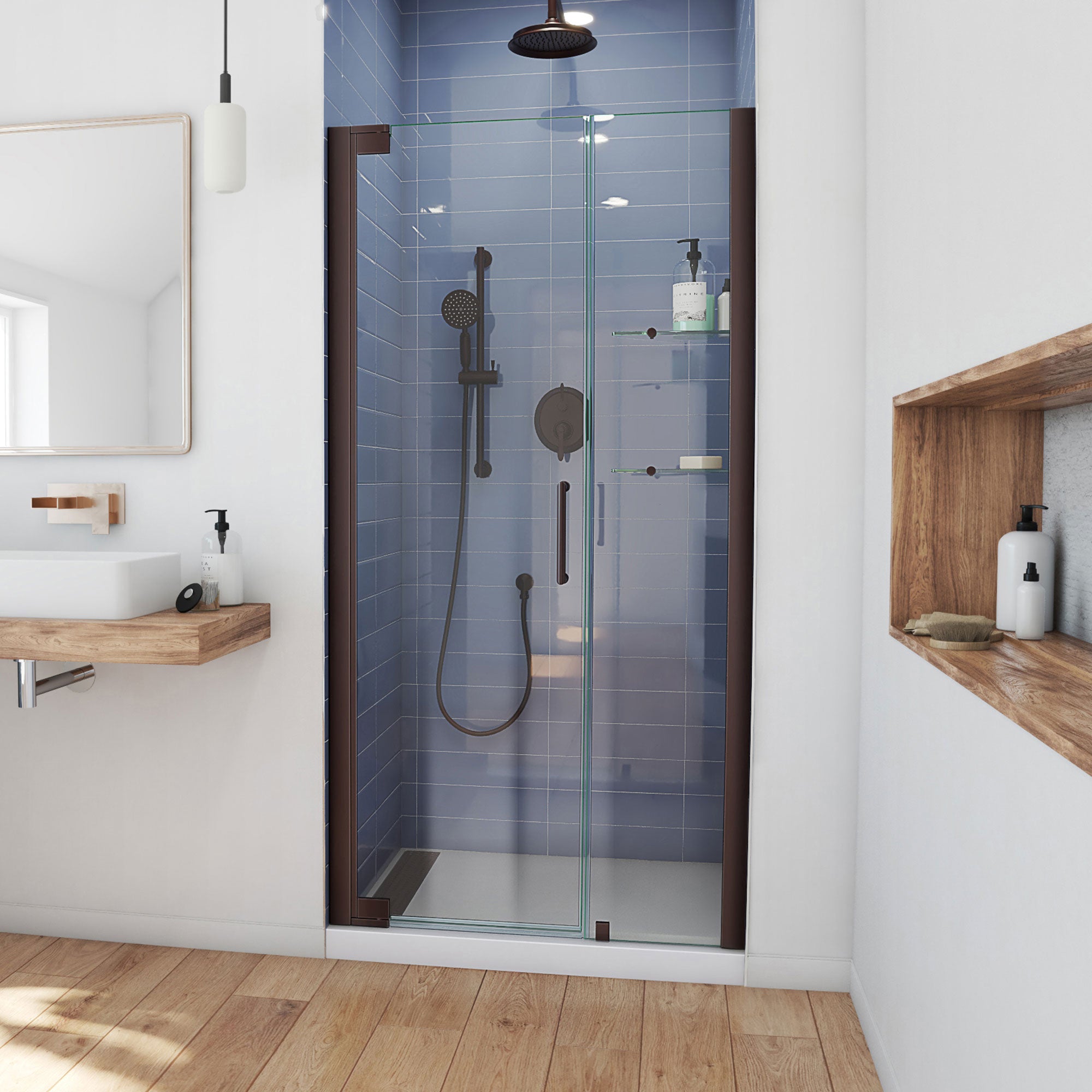 DreamLine Elegance Plus 39 3/4 - 40 1/2 inch W x 72 inch H Frameless Pivot Shower Door