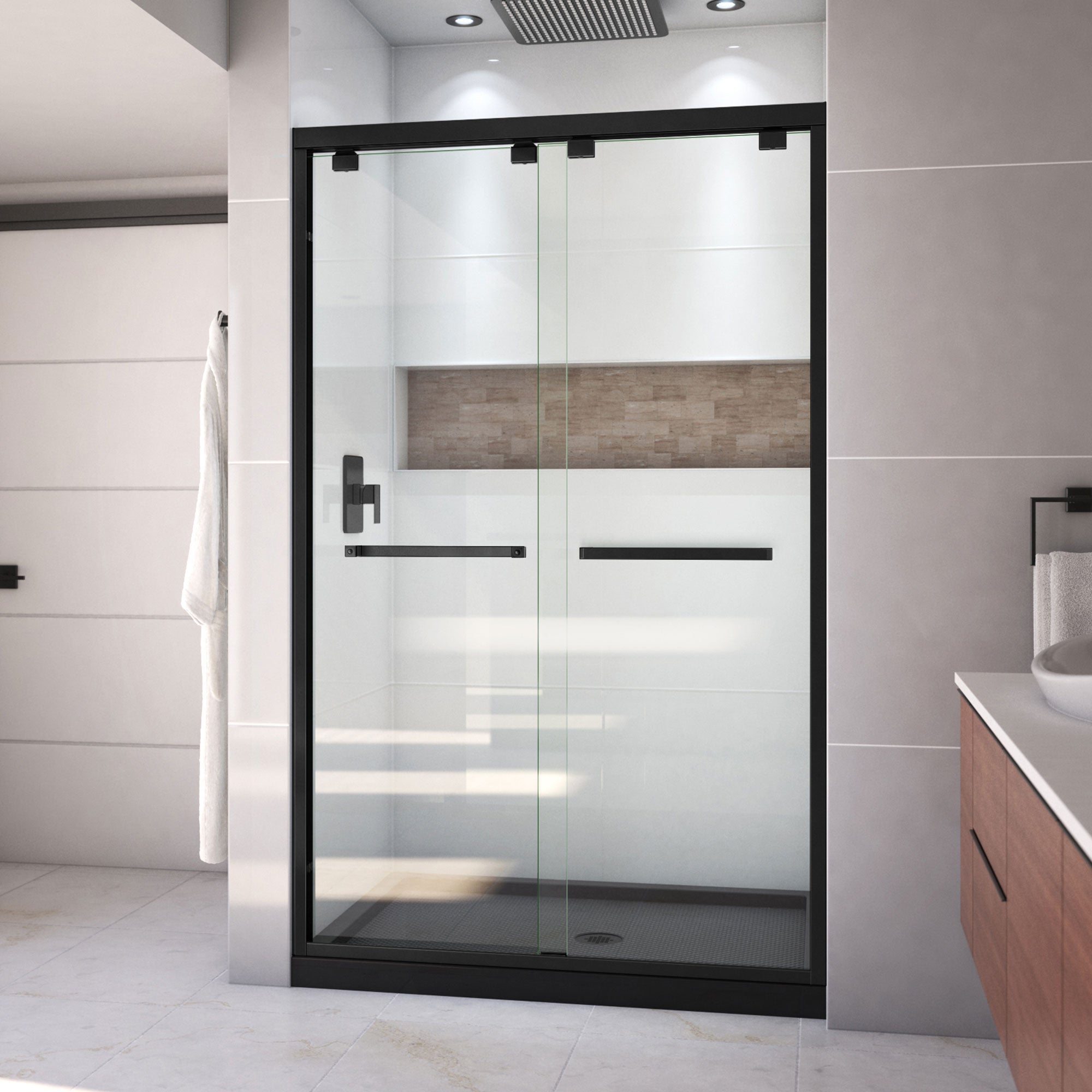 DreamLine Encore 34 inch D x 48 inch W x 78 3/4 inch H Semi-Frameless Bypass Shower Door