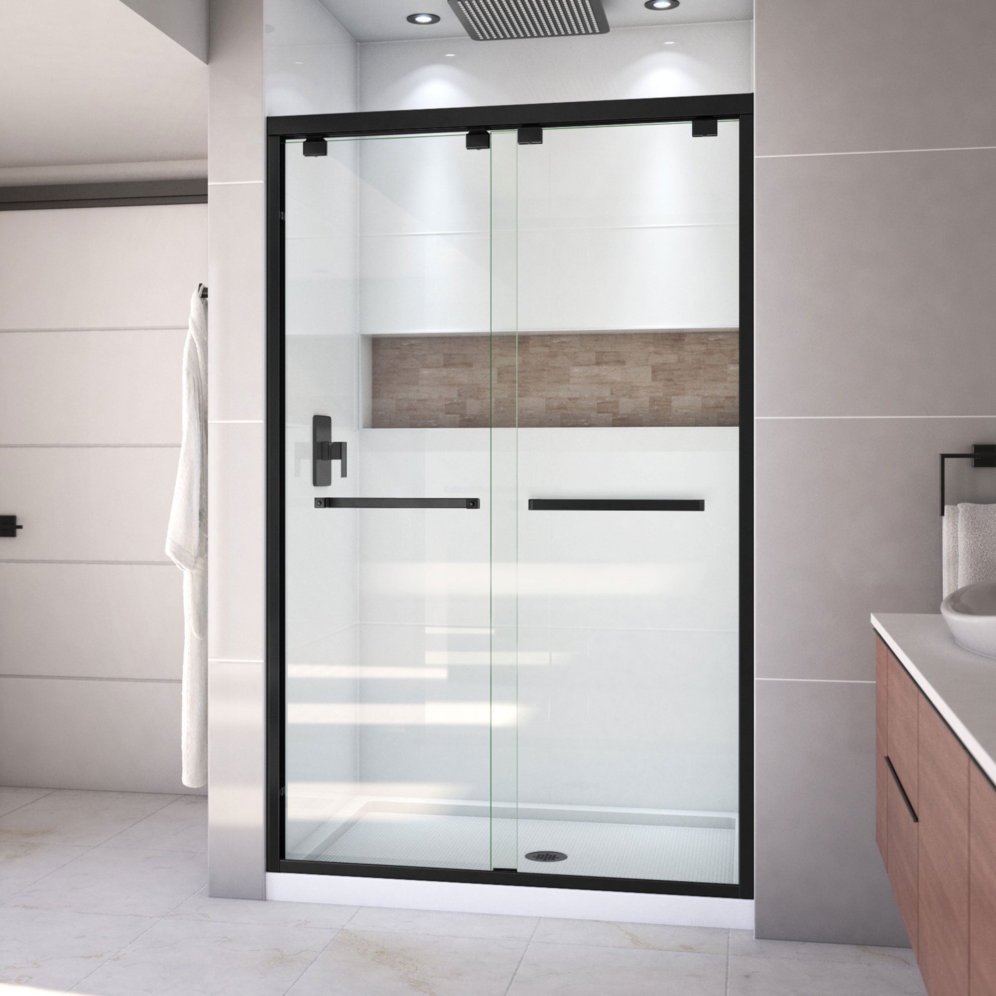 DreamLine Encore 32 inch D x 48 inch W x 78 3/4 inch H Semi-Frameless Bypass Shower Door