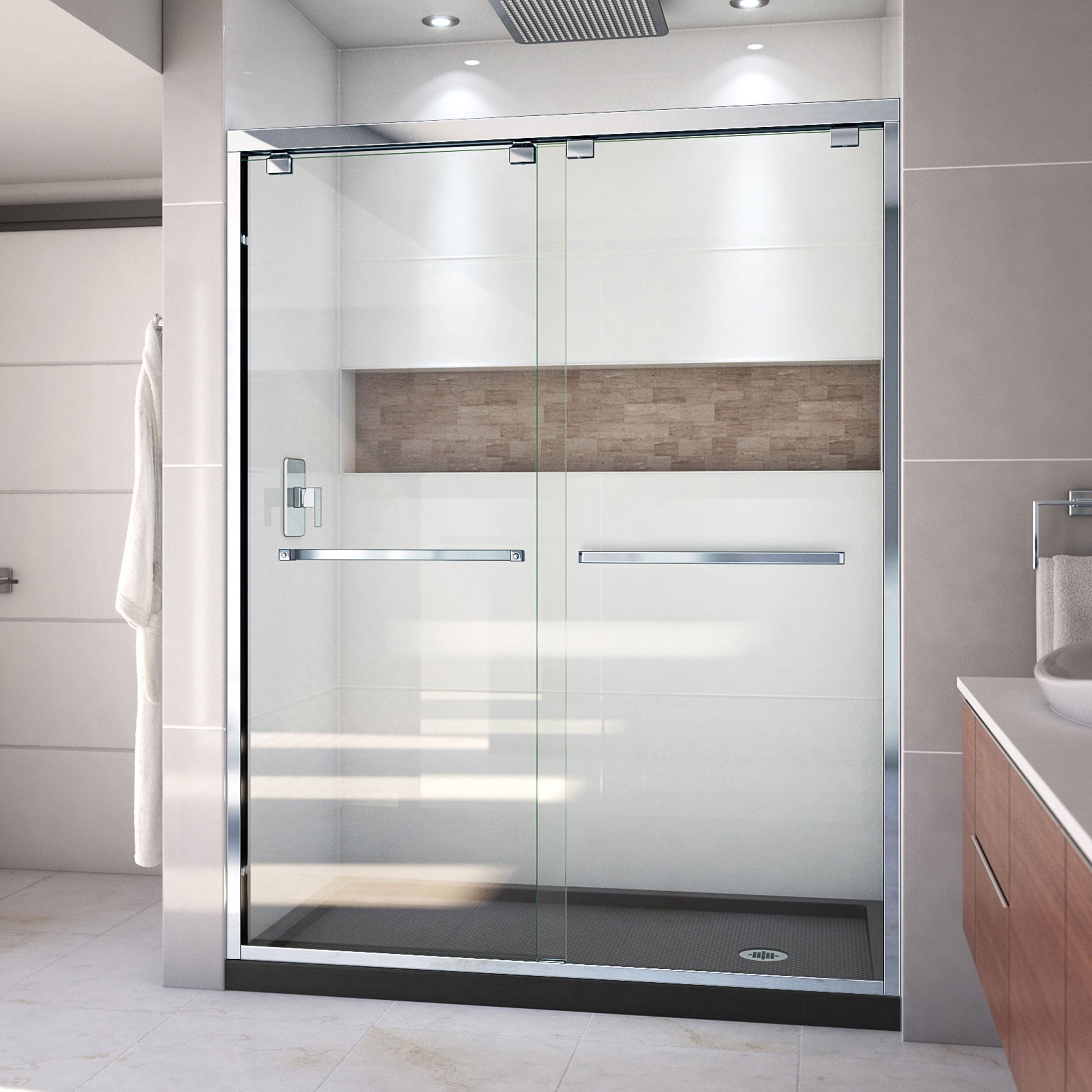 DreamLine Encore 30 inch D x 60 inch W x 78 3/4 inch H Semi-Frameless Bypass Shower Door