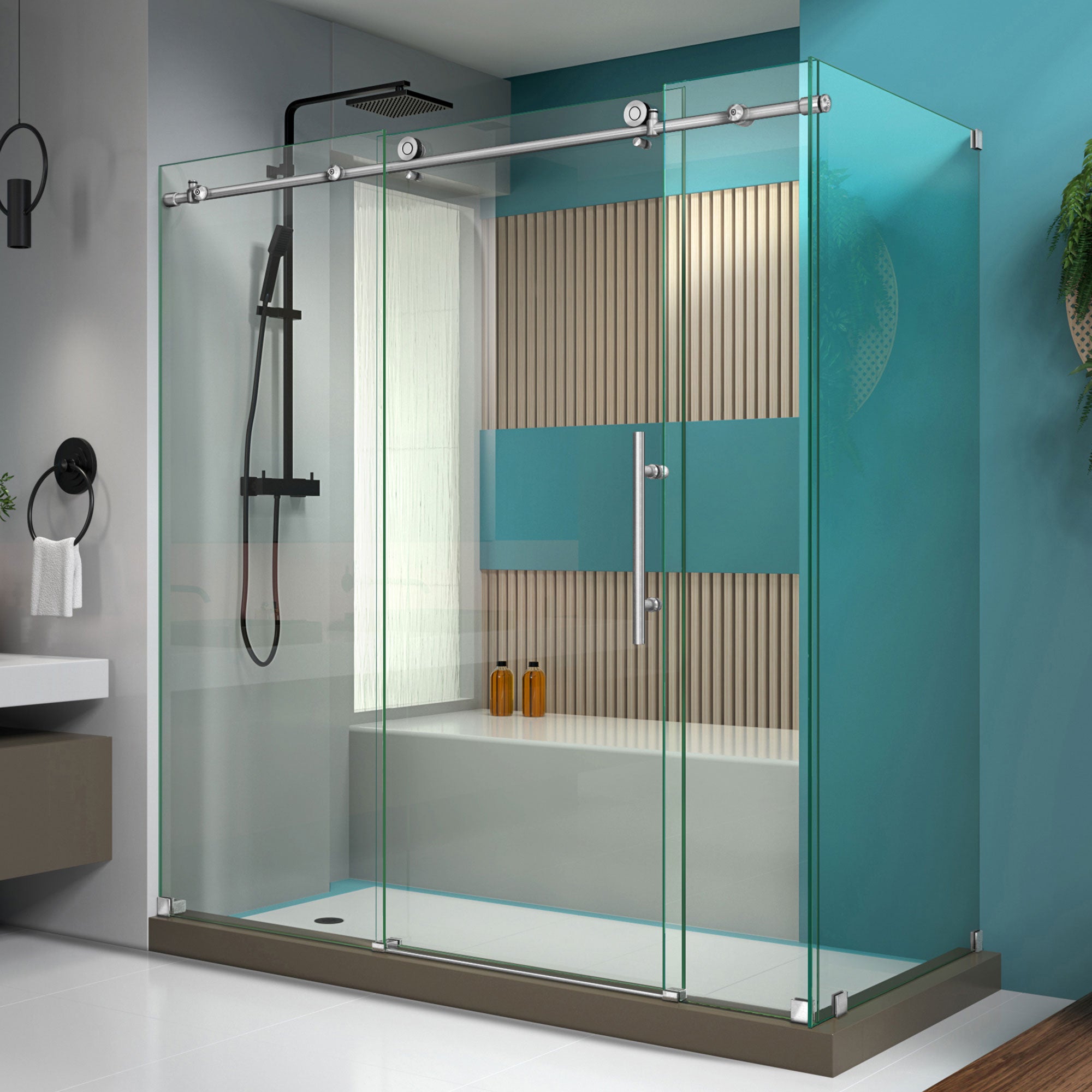 DreamLine Enigma-X 32 1/2 inch D x 68 3/8 - 72 3/8 inch W x 76 inch H Frameless Sliding Shower Enclosure