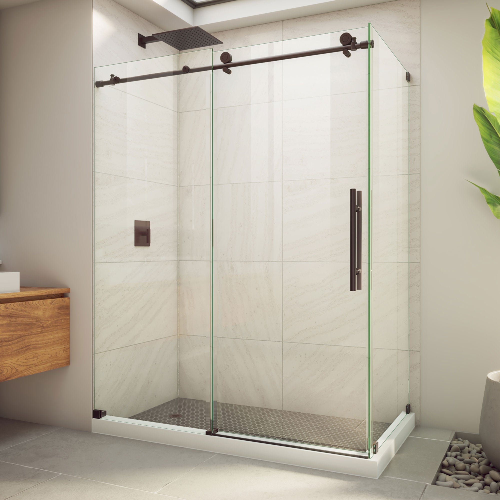 DreamLine Enigma-X 34 1/2 inch D x 60 3/8 inch W x 76 inch H Frameless Sliding Shower Enclosure