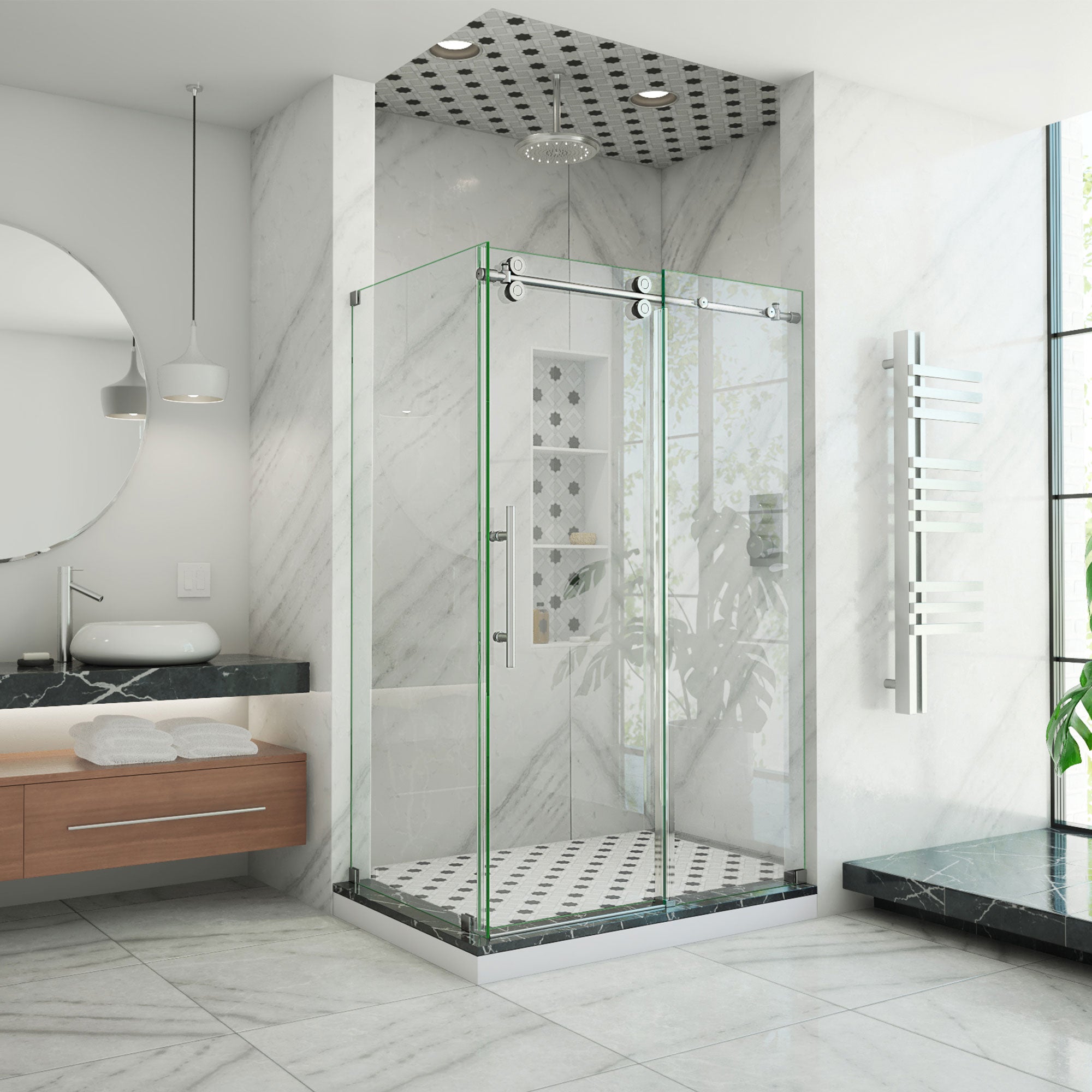 DreamLine Enigma-XO 34 1/2 inch D x 44 3/8 - 48 3/8 inch W x 76 inch H Frameless Sliding Shower Enclosure