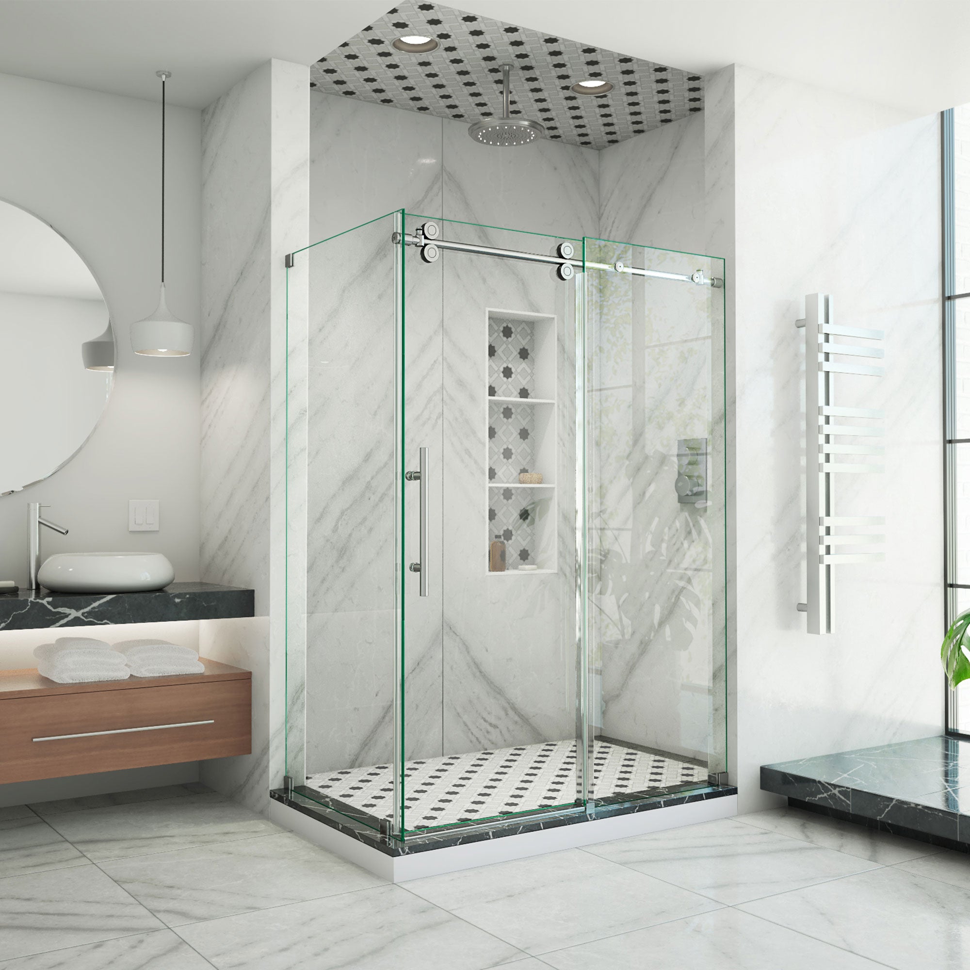 DreamLine Enigma-XO 32 1/2 inch D x 50 - 54 inch W x 76 inch H Frameless Sliding Shower Enclosure