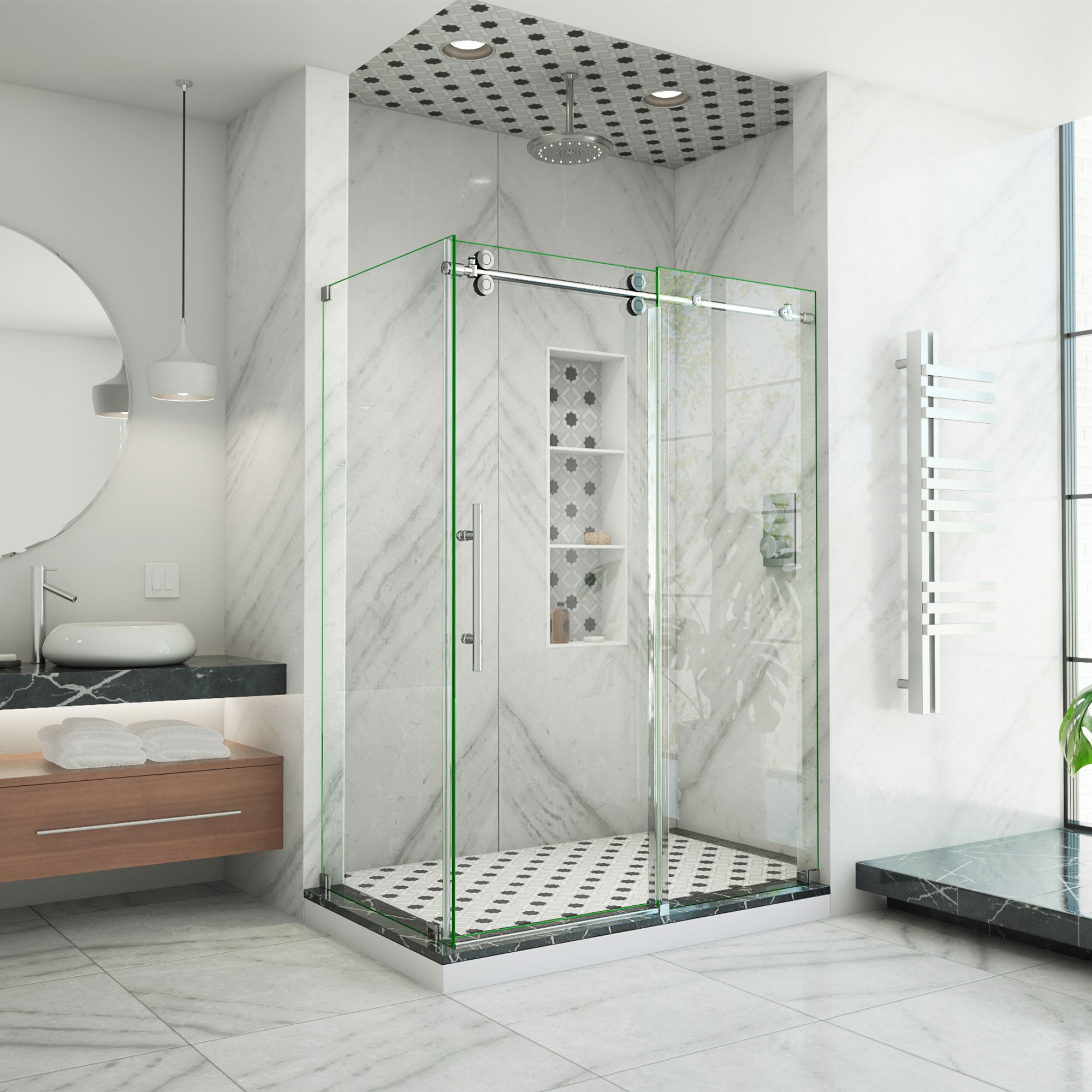DreamLine Enigma-XO 34 1/2 inch D x 50 - 54 inch W x 76 inch H Frameless Sliding Shower Enclosure