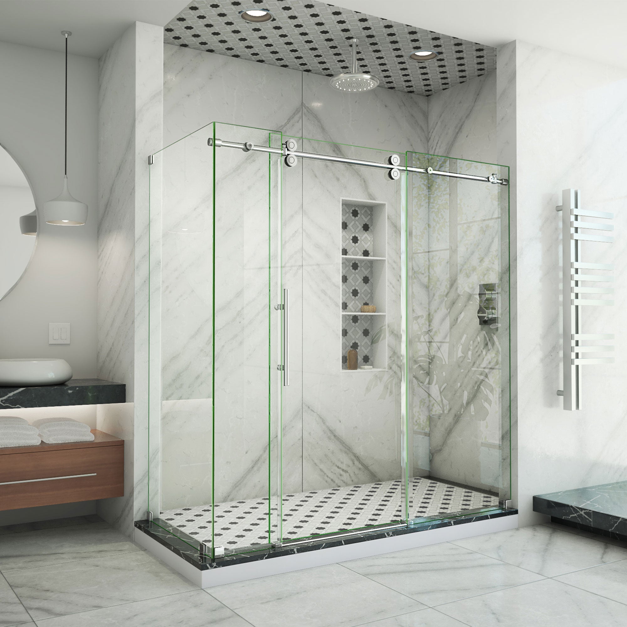 DreamLine Enigma-XO 32 1/2 inch D x 56 3/8 - 60 3/8 inch W x 76 inch H Frameless Sliding Shower Enclosure